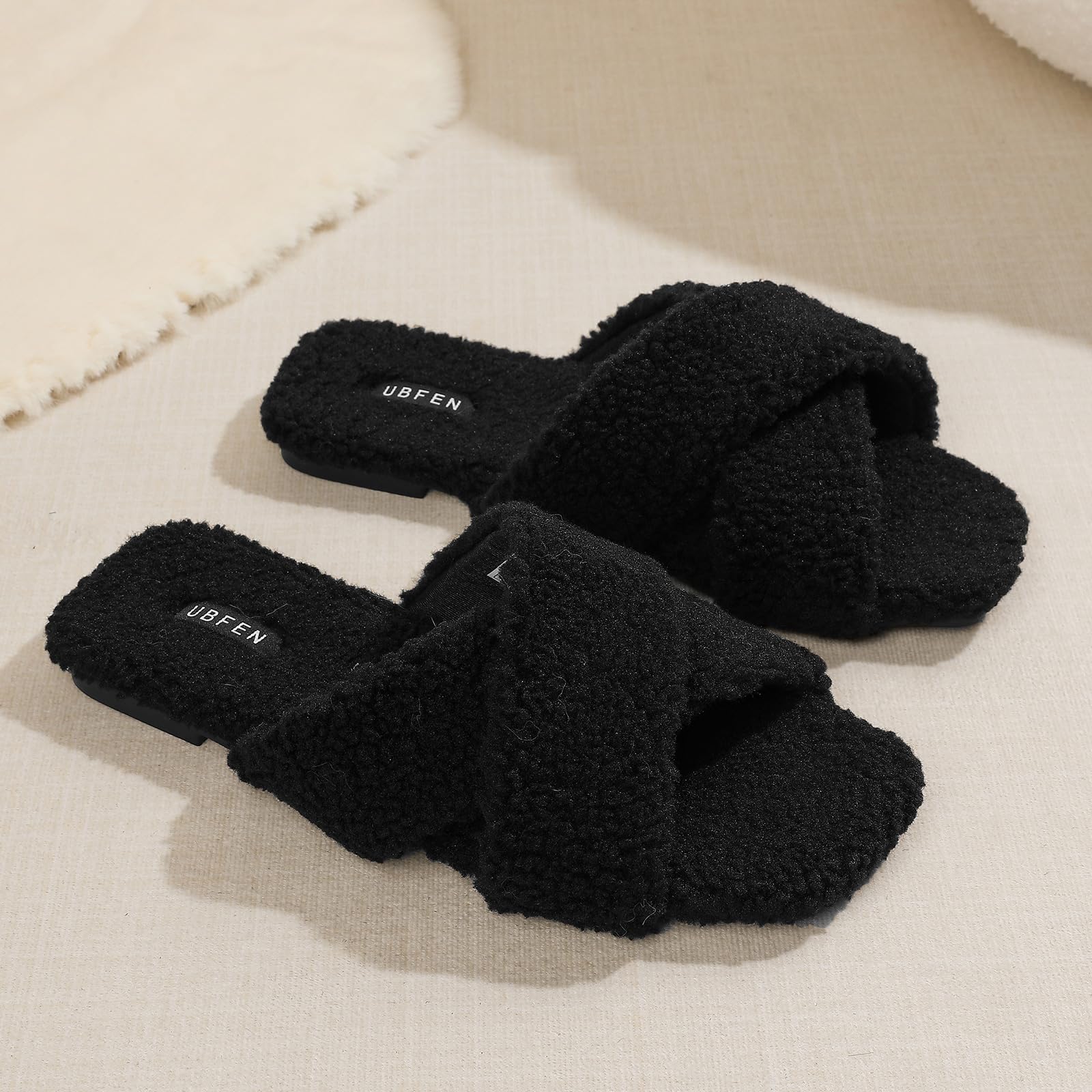 UBFEN Womens Mens Slippers Memory Foam Comfort Fuzzy Plush Lining Slip On House Shoes