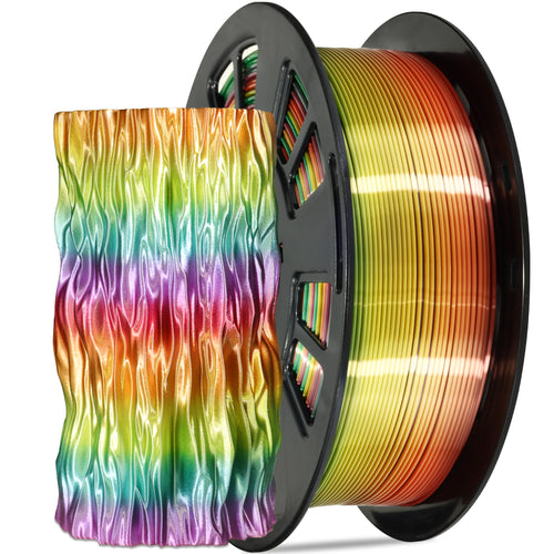 1.75mm PLA 3D Printer Filament Bundle: Glow in Dark Green/Blue/Purple/Rainbow, One Spool Clear Multi Colored, Each Spool 250g, Total 1.25Kg 3D Printing Material, 250g x 5 Spools Glow in Dark PLA