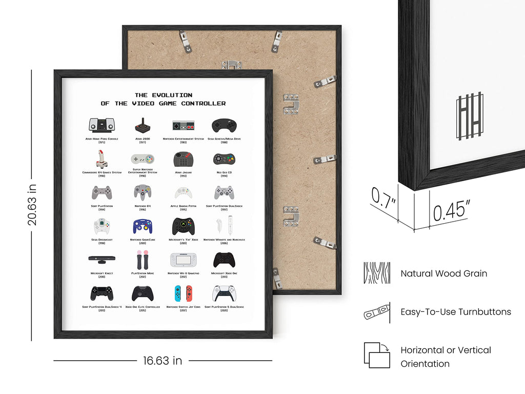 HAUS AND HUES Video Game Art, Video Game Posters for Boys Room, Gaming Room Decor for Boys Wall Decor, Gamer Wall Decor, Gaming Decorations (Beige Frame, 12x16)