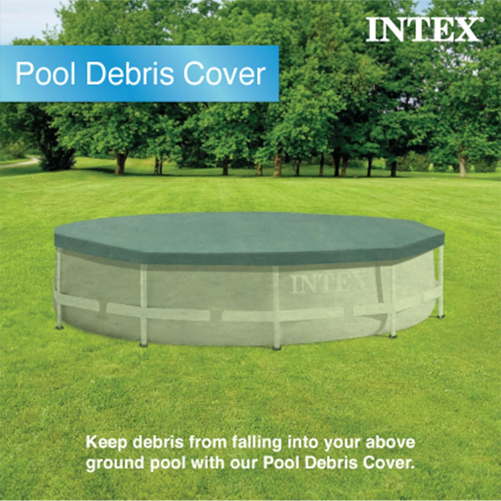 INTEX Metal Frame 10ft x 30in Round Above Ground Outdoor Swimming Pool Set with 330 GPH Filter Pump, Cartridge, and Protective Round Pool Cover