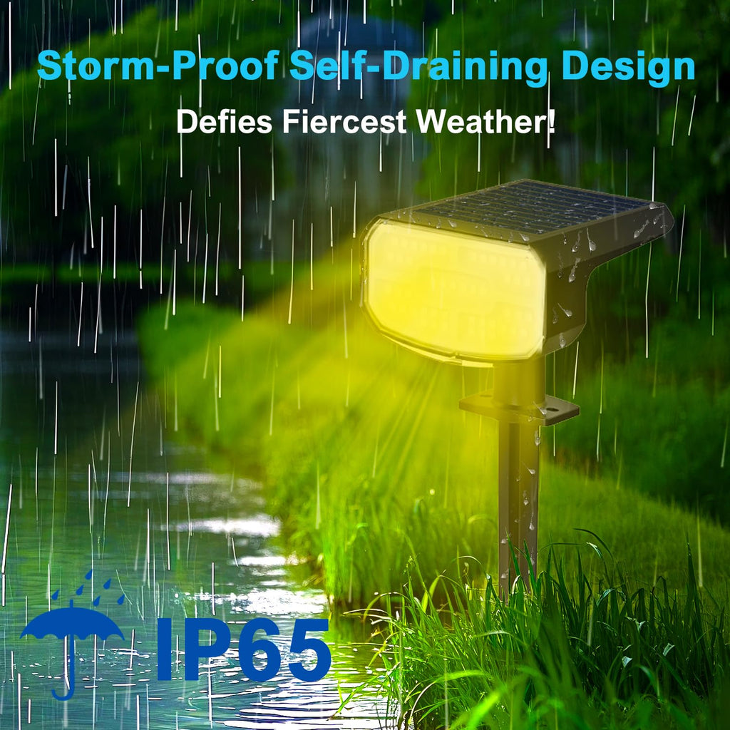 JEJOT Solar Lights Outdoor Waterproof IP65,Auto On/Off, 2700K 2 Lighting Modes, Super Bright LED, Solar Powered Yard Garden Solar Spot Lights for Outside Landscape -6 Pack