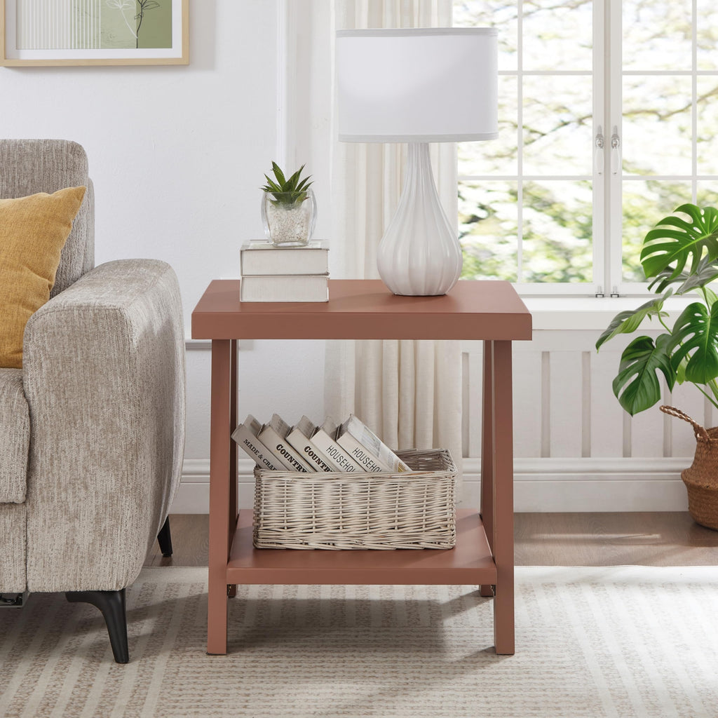 Roundhill Furniture Athens Contemporary Replicated Wood Shelf End Table in Black Finish