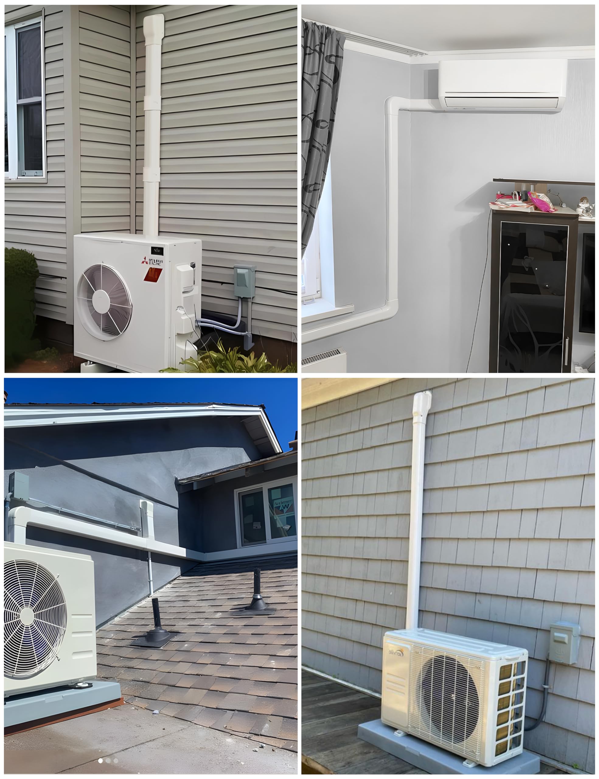 3'' x 9Ft Mini Split Line Set Cover with Flexible Duct, Upgrade PP Decorative Minisplit Lineset Cover Kit, Line Hide for Mini Split, Air Conditioner, Central AC, HVAC and Heat Pumps, Brown
