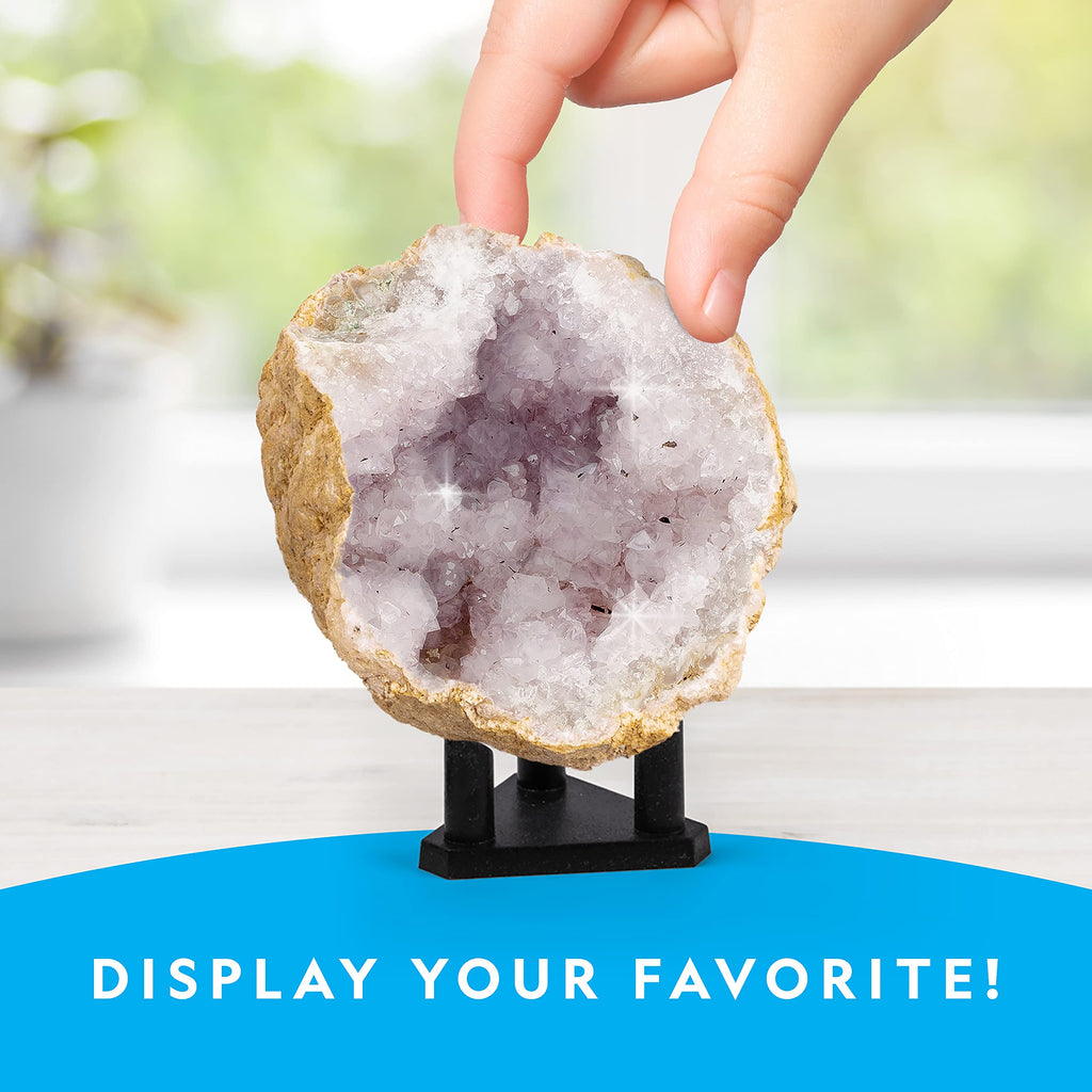 National Geographic Break Open 4 Geodes Science Kit – Includes Goggles and Display Stand - STEM Science Gift for Boys and Girls, Break Your Own Geodes with Crystals (Amazon Exclusive)