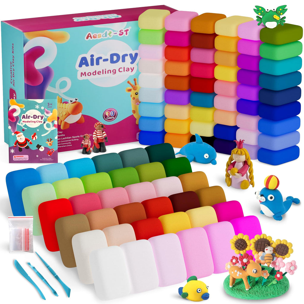 Aestd-ST Air Dry Clay 42 Colors, Modeling Clay for Kids, DIY Magic Clay, Molding Clay Kit with Sculpting Tools, Non-Sticky Soft and Super Light, Arts and Crafts Gift for Boys Girls Kids