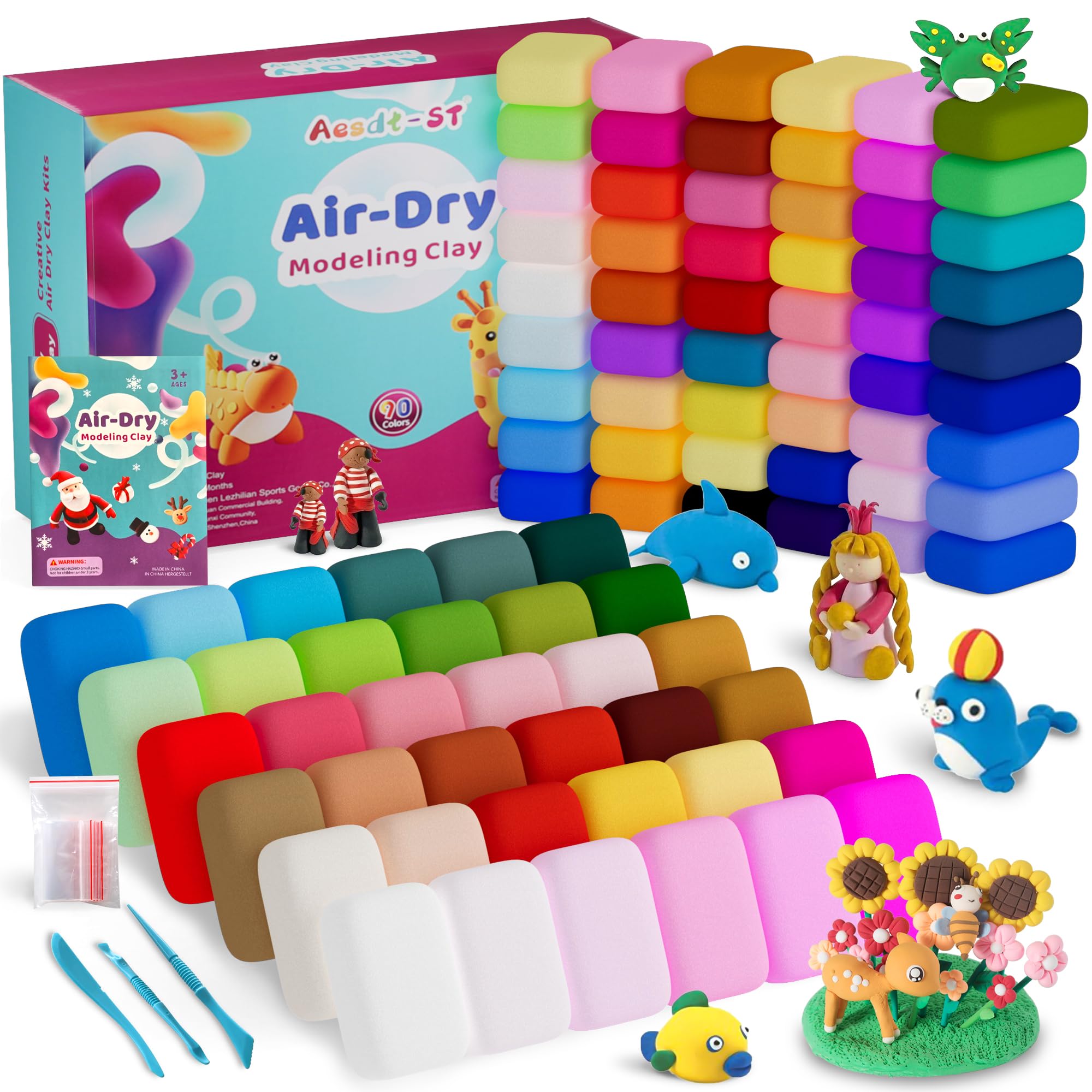 Aestd-ST Air Dry Clay 42 Colors, Modeling Clay for Kids, DIY Magic Clay, Molding Clay Kit with Sculpting Tools, Non-Sticky Soft and Super Light, Arts and Crafts Gift for Boys Girls Kids
