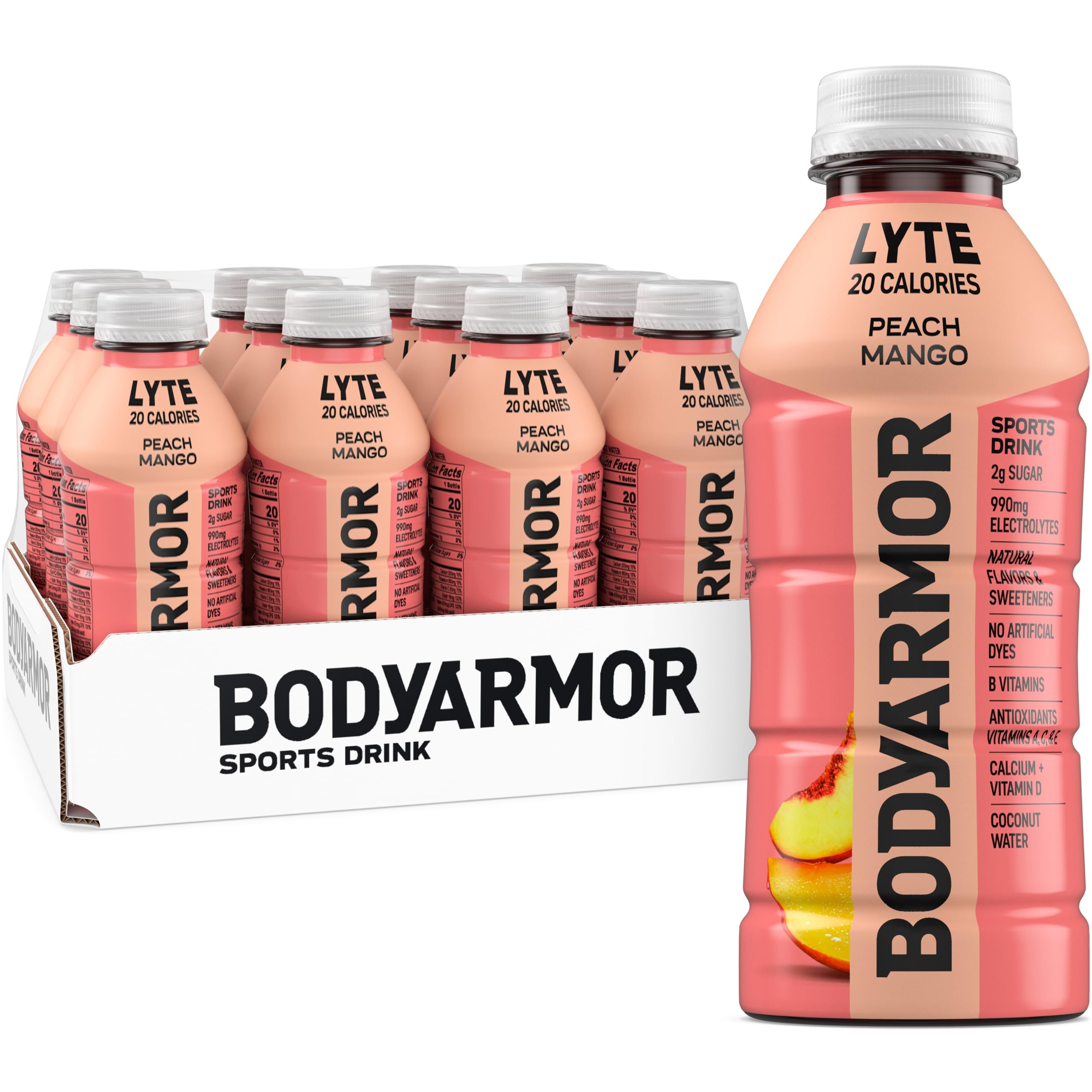 BODYARMOR Lyte Sports Drink Low-Calorie Beverage, Blueberry Pomegranate, Coconut Water Hydration, Natural Flavors with Vitamins, Potassium-Packed Electrolytes, 16 Fl Oz (Pack of 12)