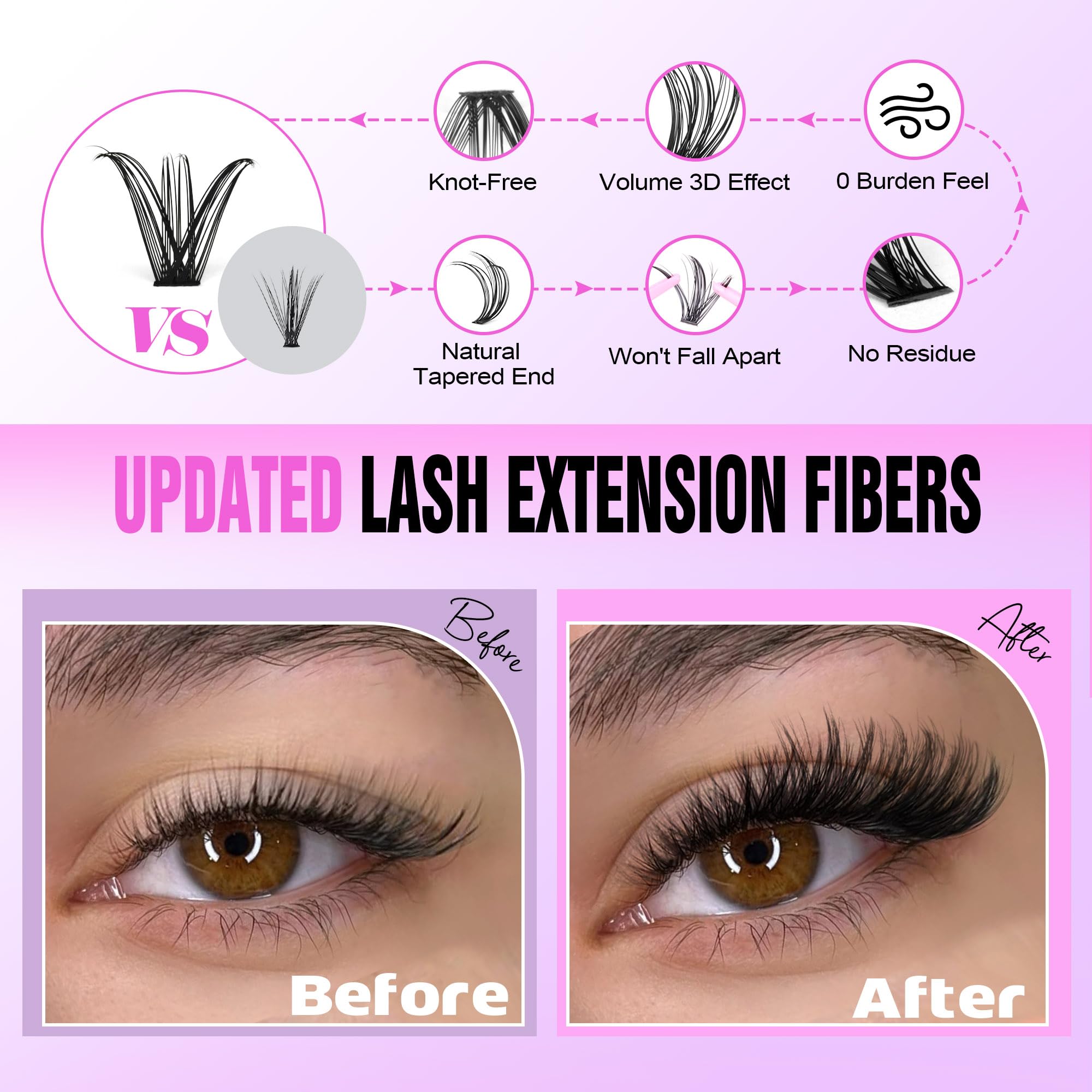 Pawotence Lash Extension Kit DIY 280pcs Individual Lash Clusters Kit 20D&30D Natural 9-15mm Cluster Eyelash Extensions Kit with Lash Bond and Seal, Tweezers for Self Use (20D&30D, 0.07D, 9-15mm, Kit)