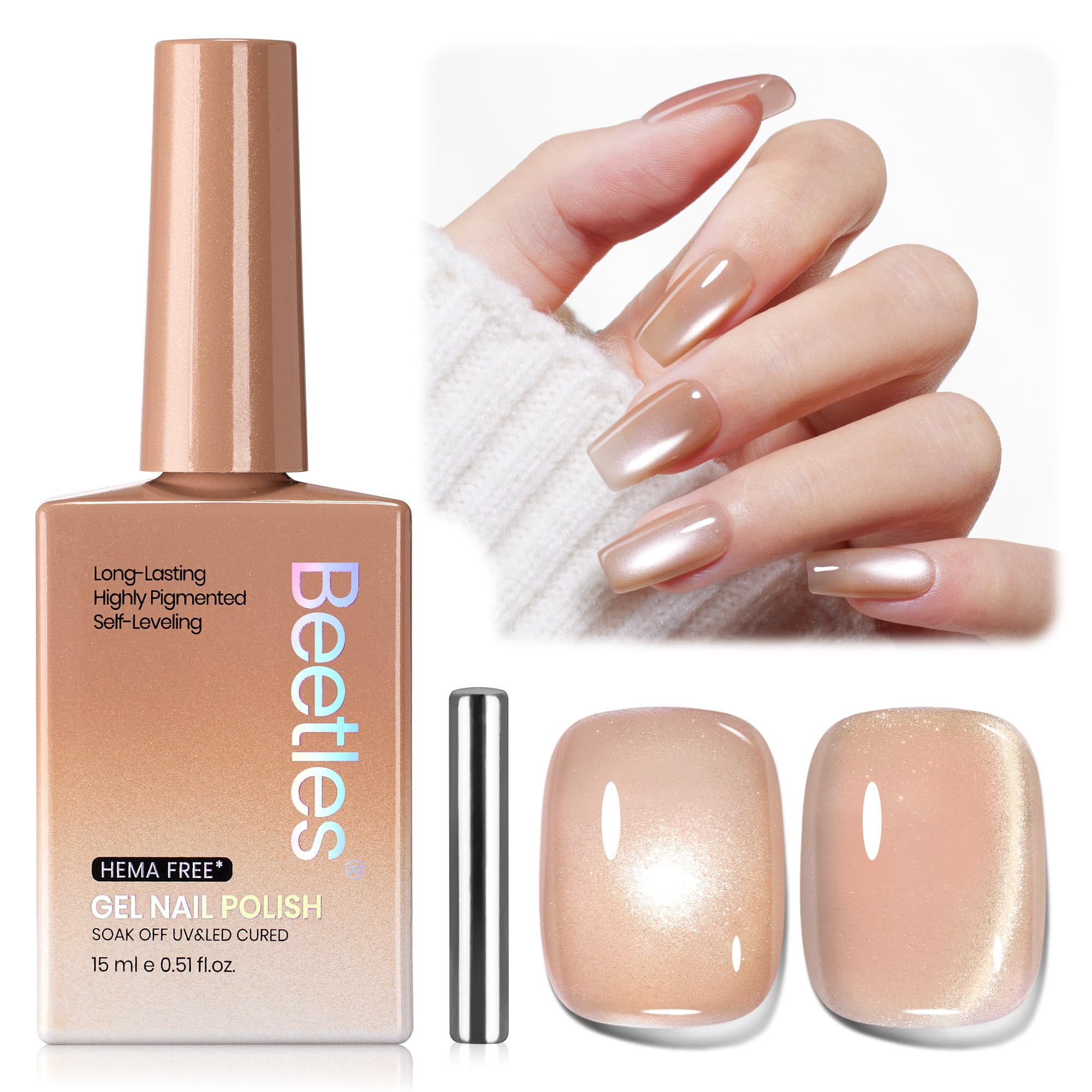 Beetles Star Cascade Silver Cat Eye Gel Nail Polish - 15ML Christmas Silver Glitter Cat Eye Gel Polish with Magnet Soak Off UV Velvet Nail Polish Salon DIY Manicure Winter Gift for Women