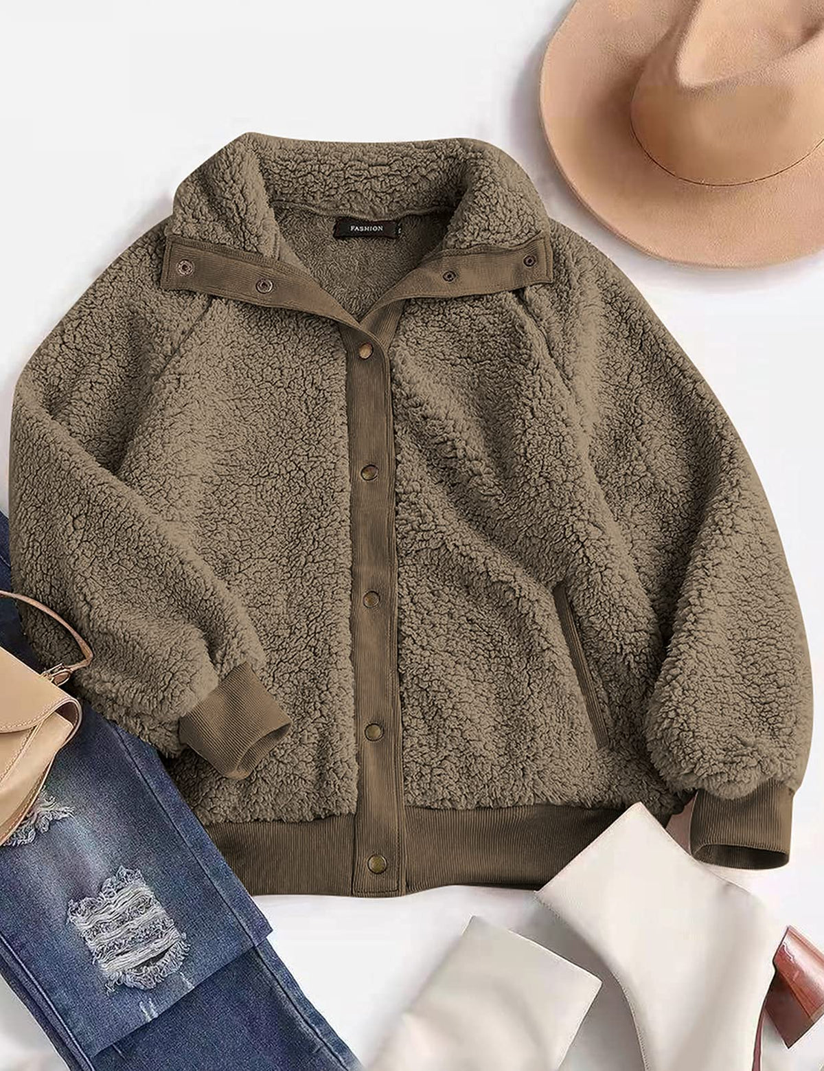 MEROKEETY Womens Sherpa Fleece Jacket 2026 Fall Casual Fuzzy Winter Coats
