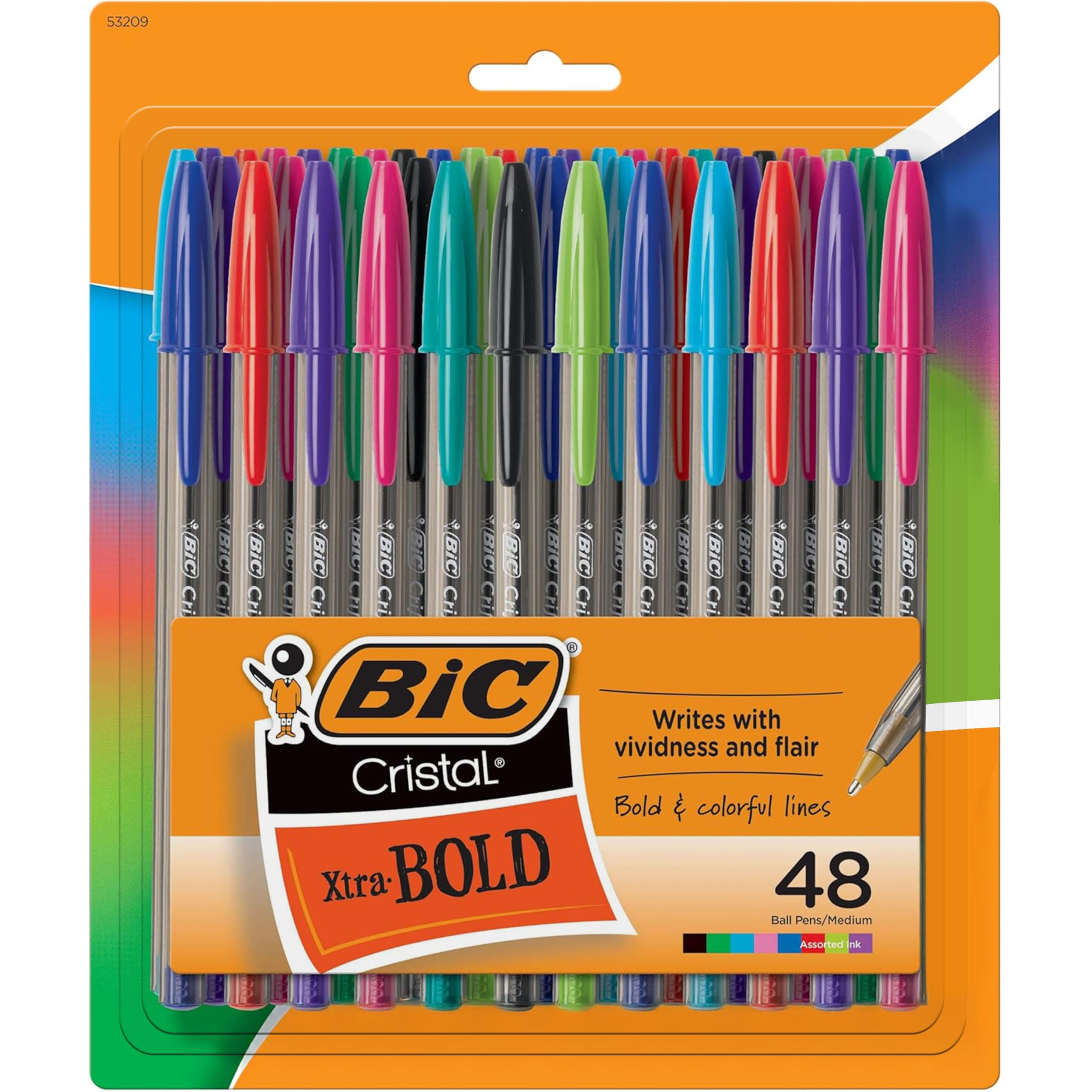 BIC Cristal Xtra Bold Ballpoint Pens, Bold Point 1.6mm, Pack of 48