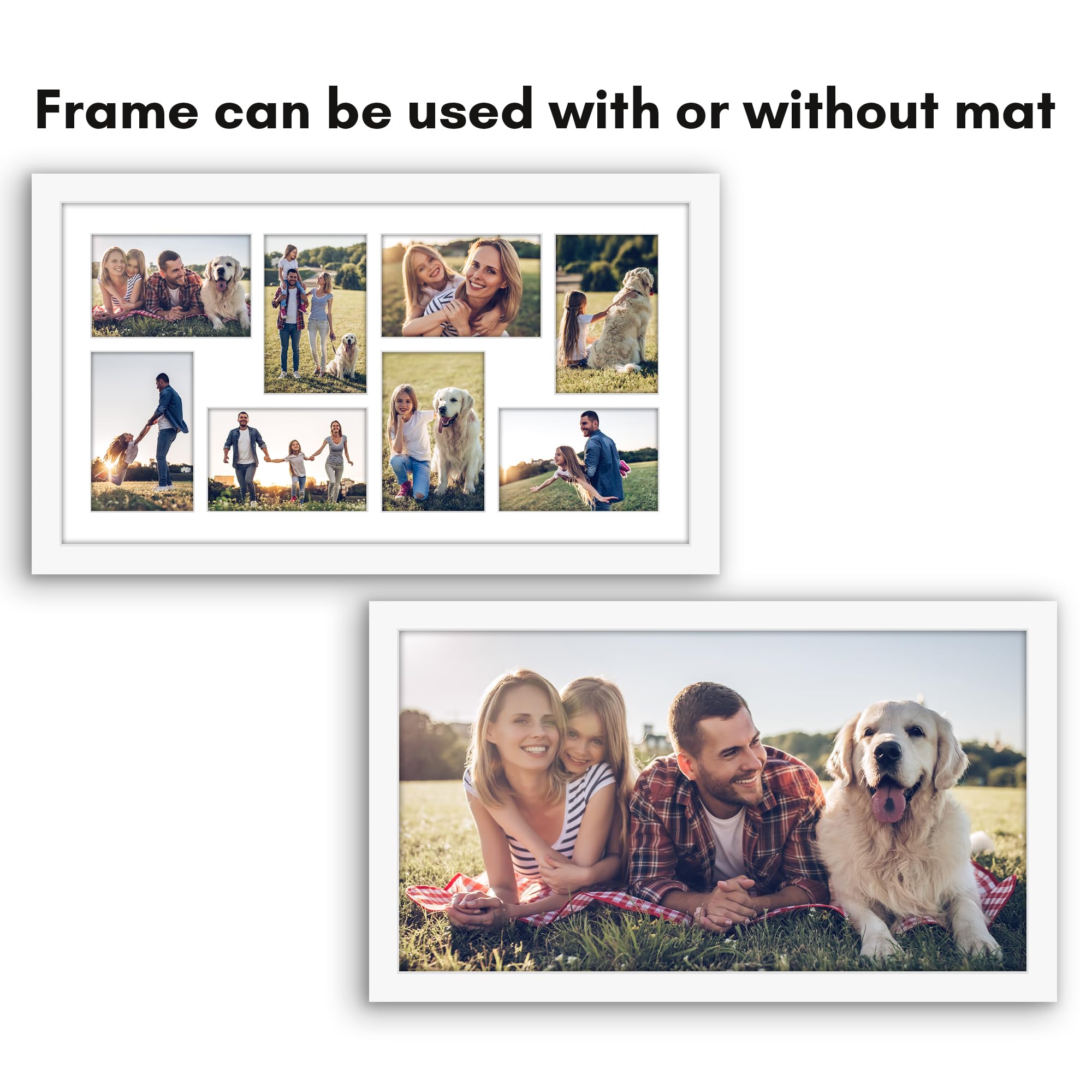 Americanflat 4x6 Double Picture Frame with Shatter-Resistant Glass - Fits Two 4x6 Photos or use as One 6x14 Frame - Signature Collection - Collage Frames for Tabletop and Wall Display - Black