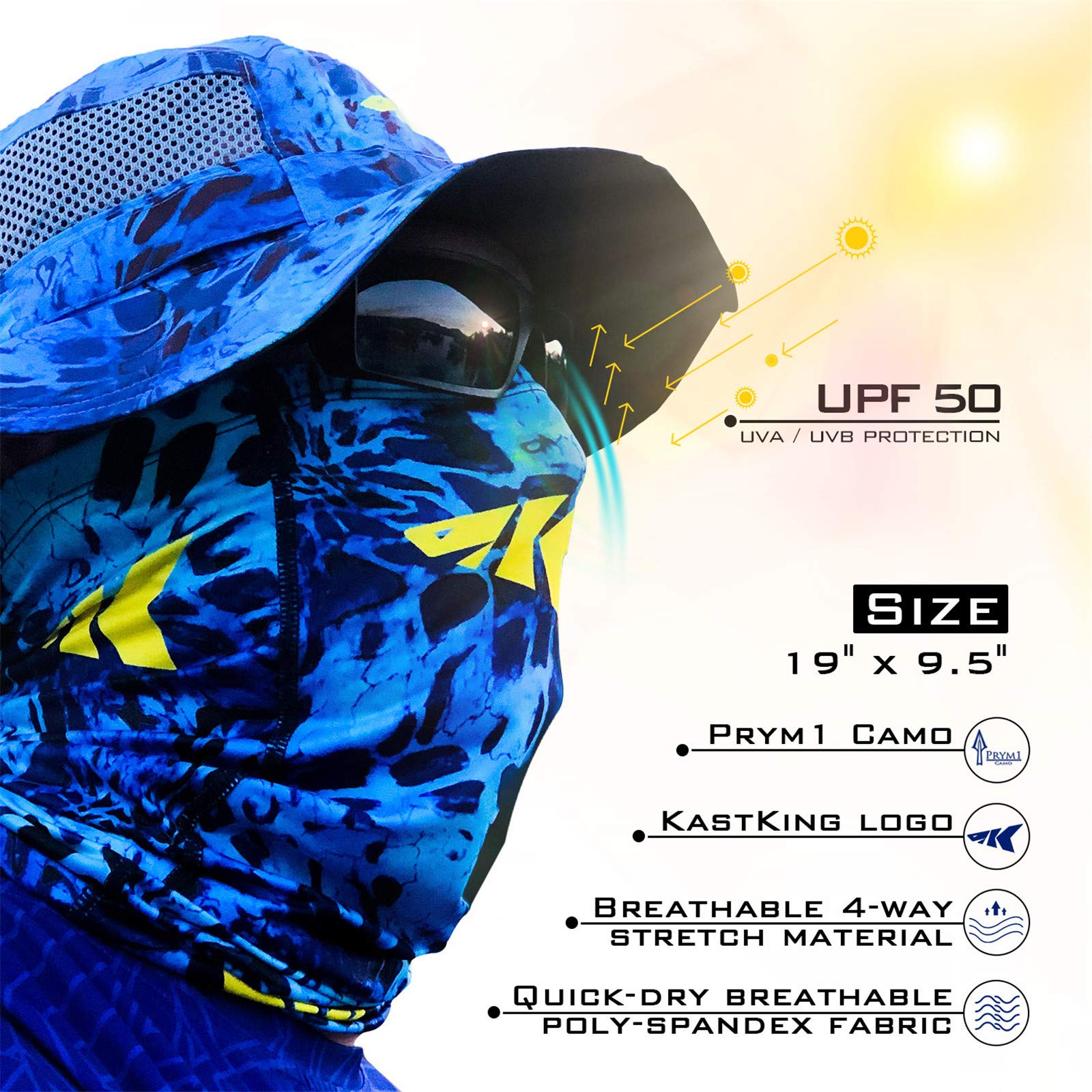 KastKing Sol Armis Neck Gaiter - UPF 50 Face Mask - UV Sun Protection Mask for Men & Women, Fishing, Hiking