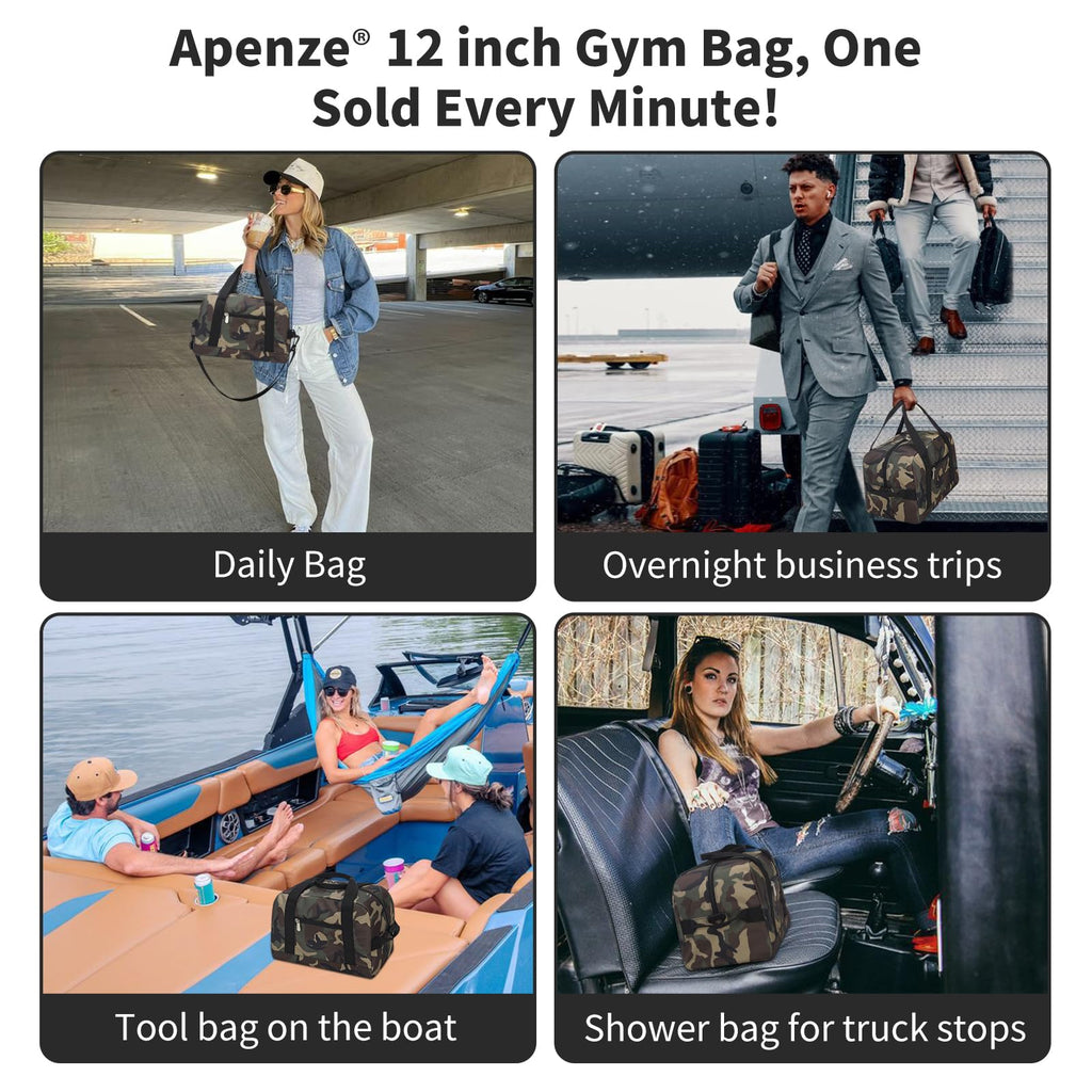 Apenze Small Gym Bag Carry On Bag - 12 in Mini Duffle Bag Lightweight for Overnight Travel(Camouflage)