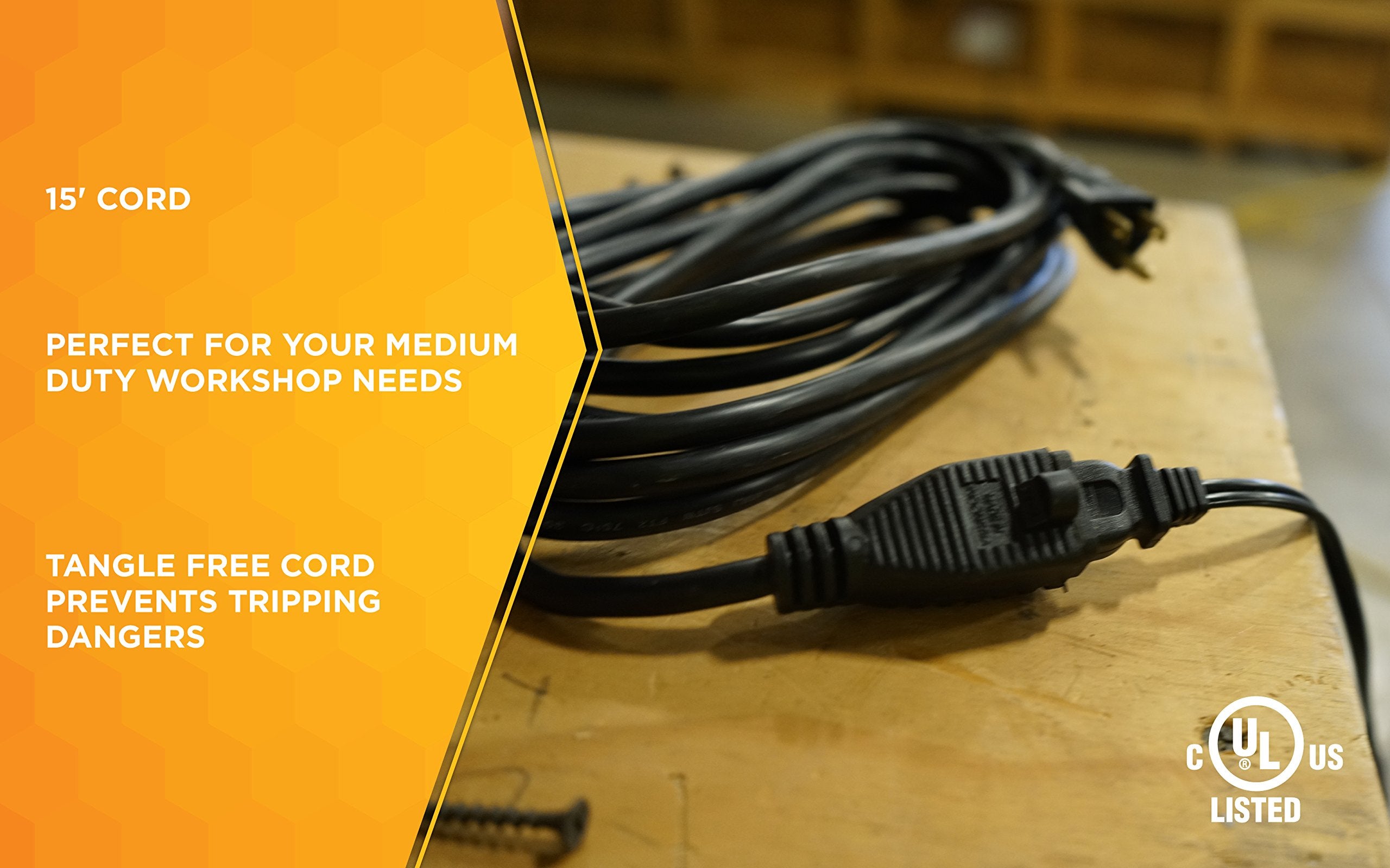 Southwire Extension Cord - Reliable Indoor & Outdoor Power - Neutral Black Finish - Vinyl Jacket - Reinforced Blades - Molded Plugs - 3 Prong - 15 Foot Length