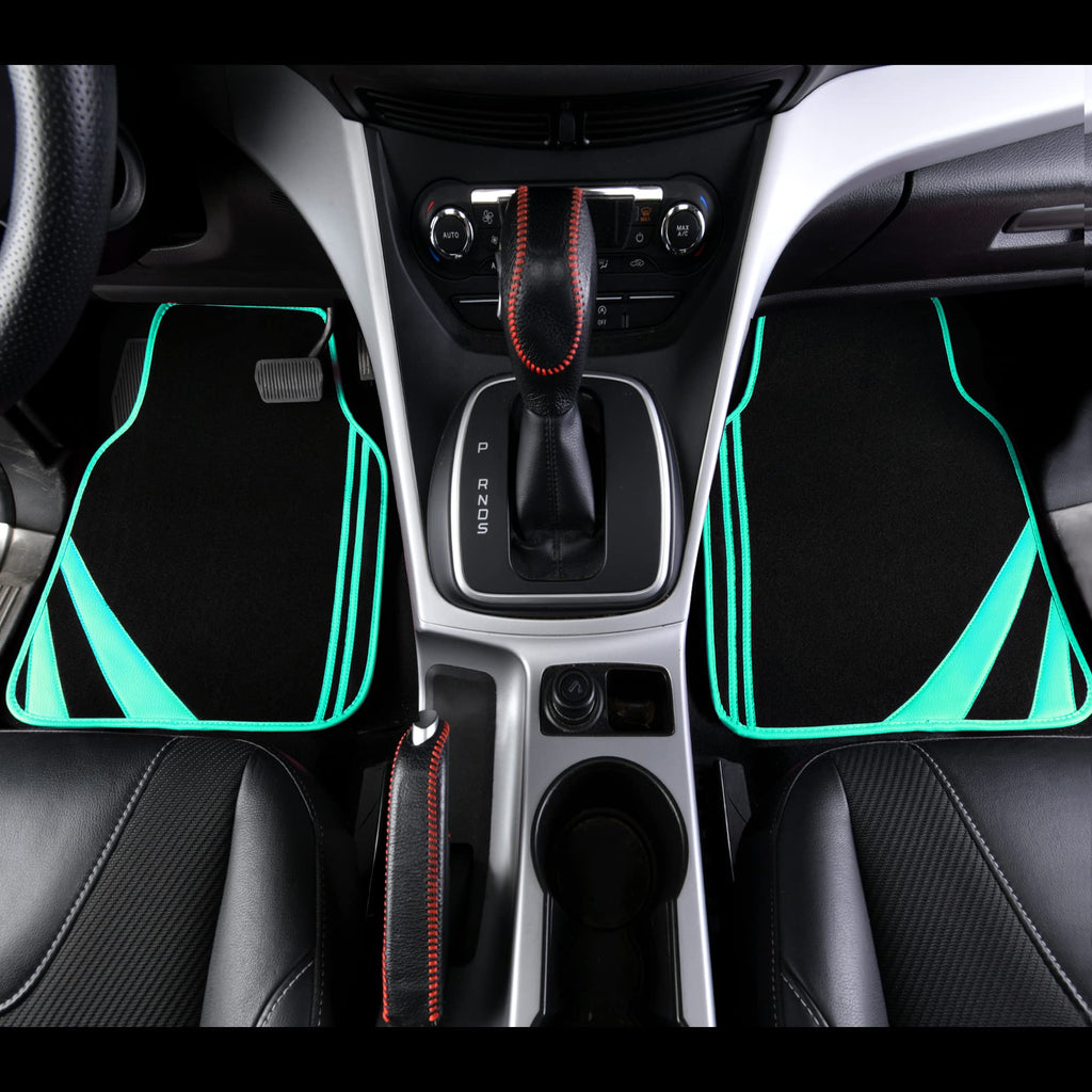 CAR PASS Car Seat Covers Full Set for Women Girls with Waterproof Car Floor Mats,Anti-Slip Leather Steering Wheel Cover,Universal Fit for SUVs,Vans,Trucks,Sedans,Cars (Combo Set,Black & Pink)