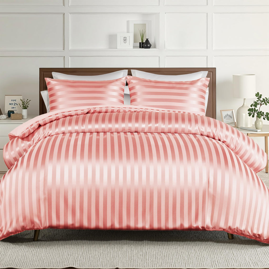 Whale Flotilla 2-Piece Reversible Silky Soft Twin Size Comforter Bedding Set, Luxurious Satin Comforters with Satin Pillowcase, Lightweight Duvet for All Seasons, Black