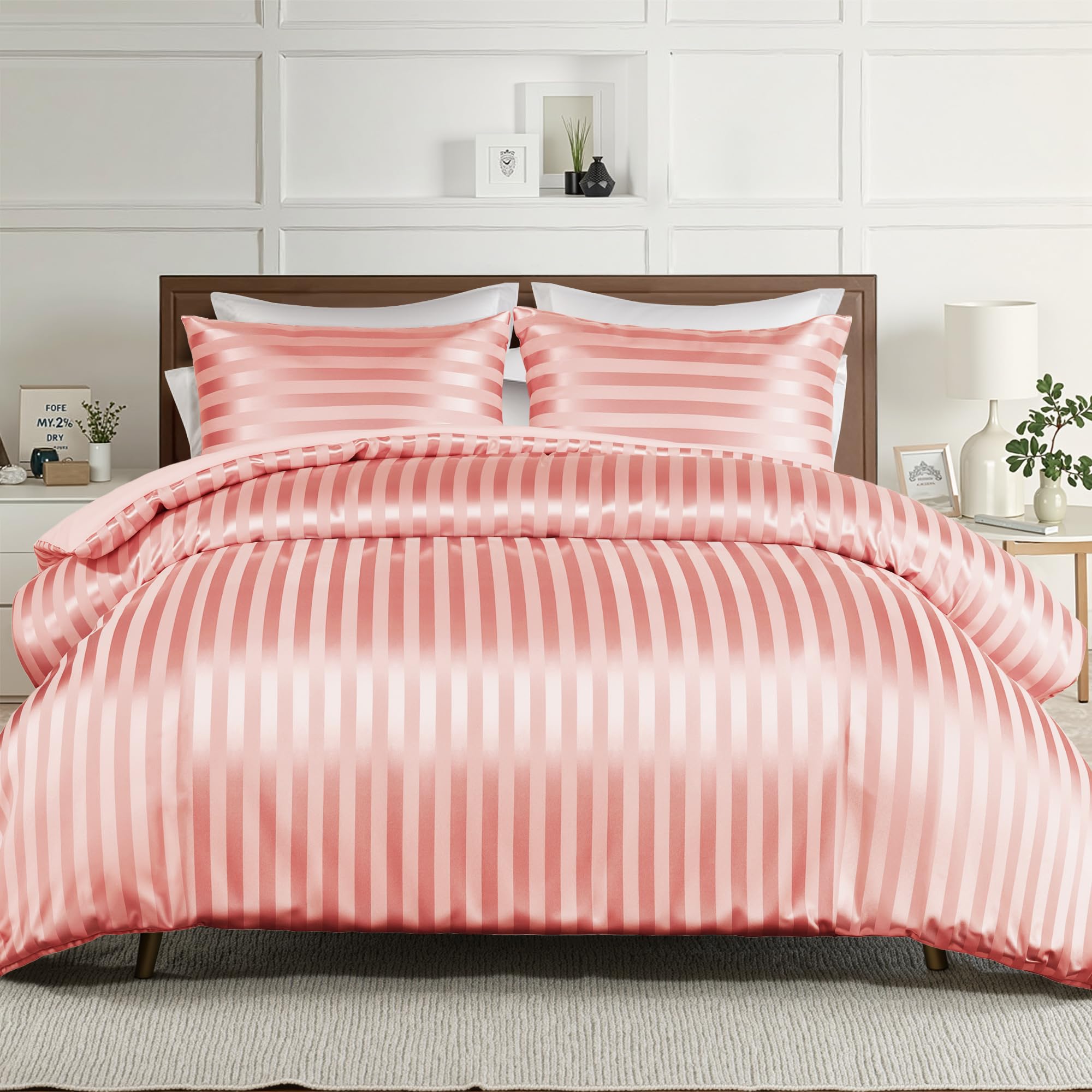 Whale Flotilla 2-Piece Reversible Silky Soft Twin Size Comforter Bedding Set, Luxurious Satin Comforters with Satin Pillowcase, Lightweight Duvet for All Seasons, Black