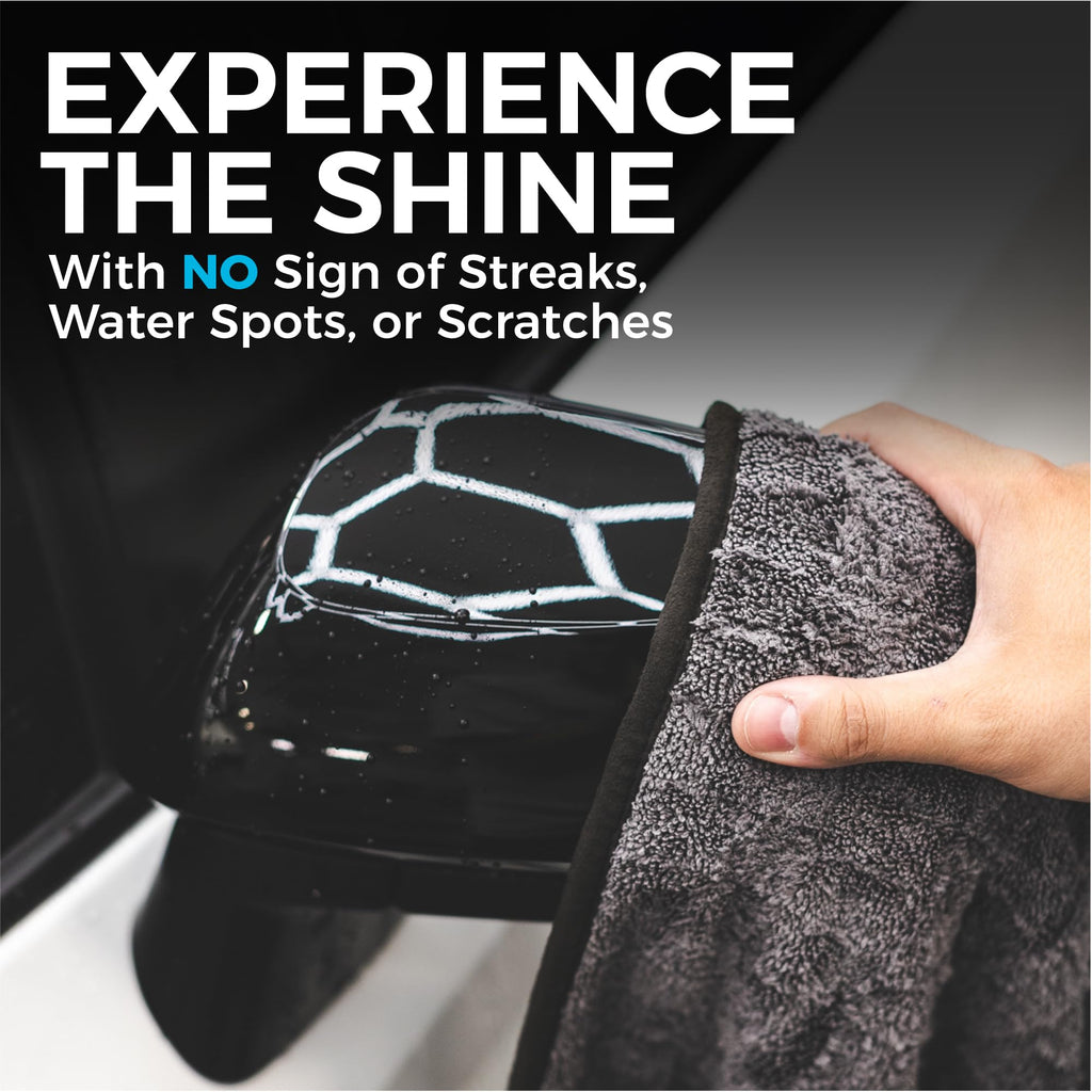 The Rag Company Gauntlet Car Drying Towel, Ultra-Absorbent 70/30 Blend Korean Microfiber, Dries Vehicles Faster Without Scratching, 900 GSM, 12x12 Inches, Ice Grey/Grey, 3-Pack