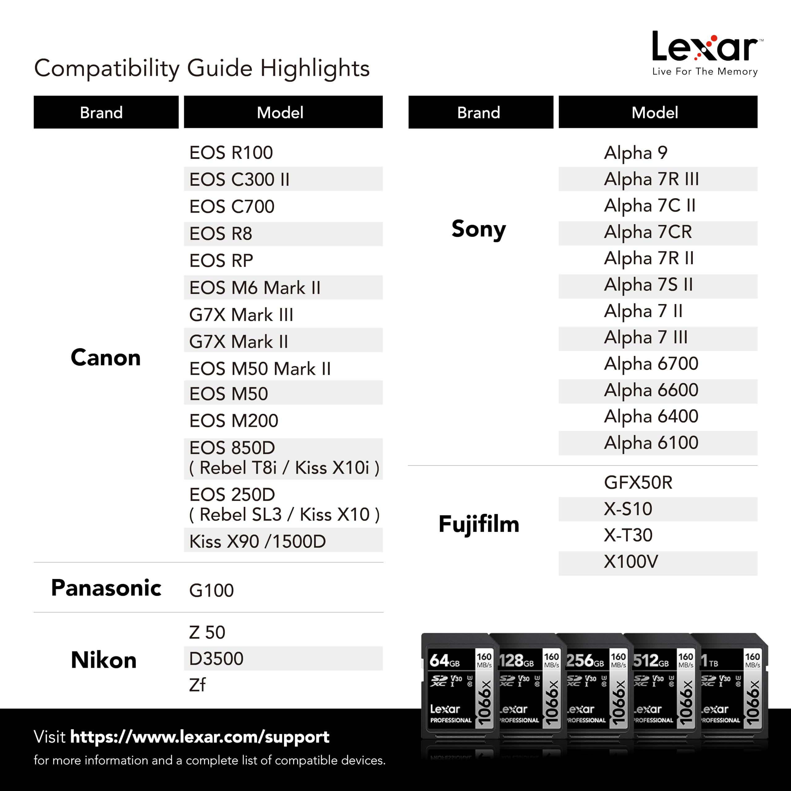 Lexar 256GB Professional 1066x SD Card, UHS-I, C10, U3, V30, Full HD, 4K, Up To 160MB/s Read SDXC Memory Card, for DSLR & Mirrorless Cameras (LSD1066256G-BNNNU)