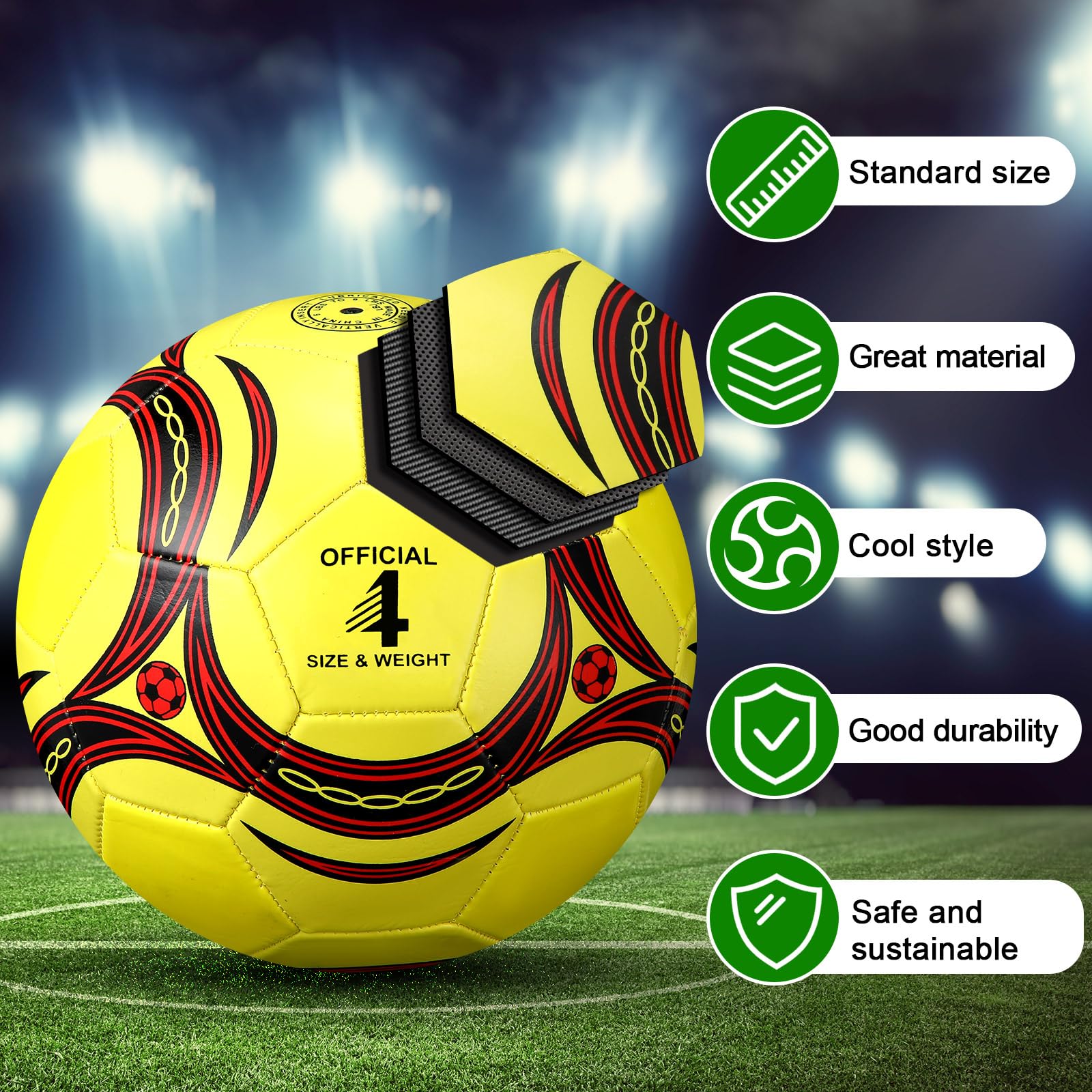 Lunmon 12 Pcs Bulk Soccer Balls with 2 Pump Official Size Deflated Ball Football for Indoor Outdoor Game Sports Training Adult Players Soccer Birthday Gift Global