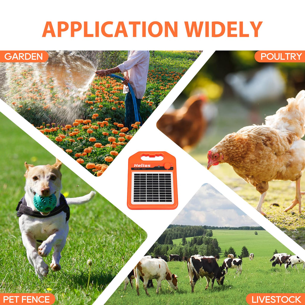 MINI160 2 Miles Solar Fence Charger, 0.16 Joule Solar Electric Fence Charger for Livestock, Pigs, Horses, Cattle Sheep, Solar Powered Electric Fence with Day or Night Mode, Easy Installation