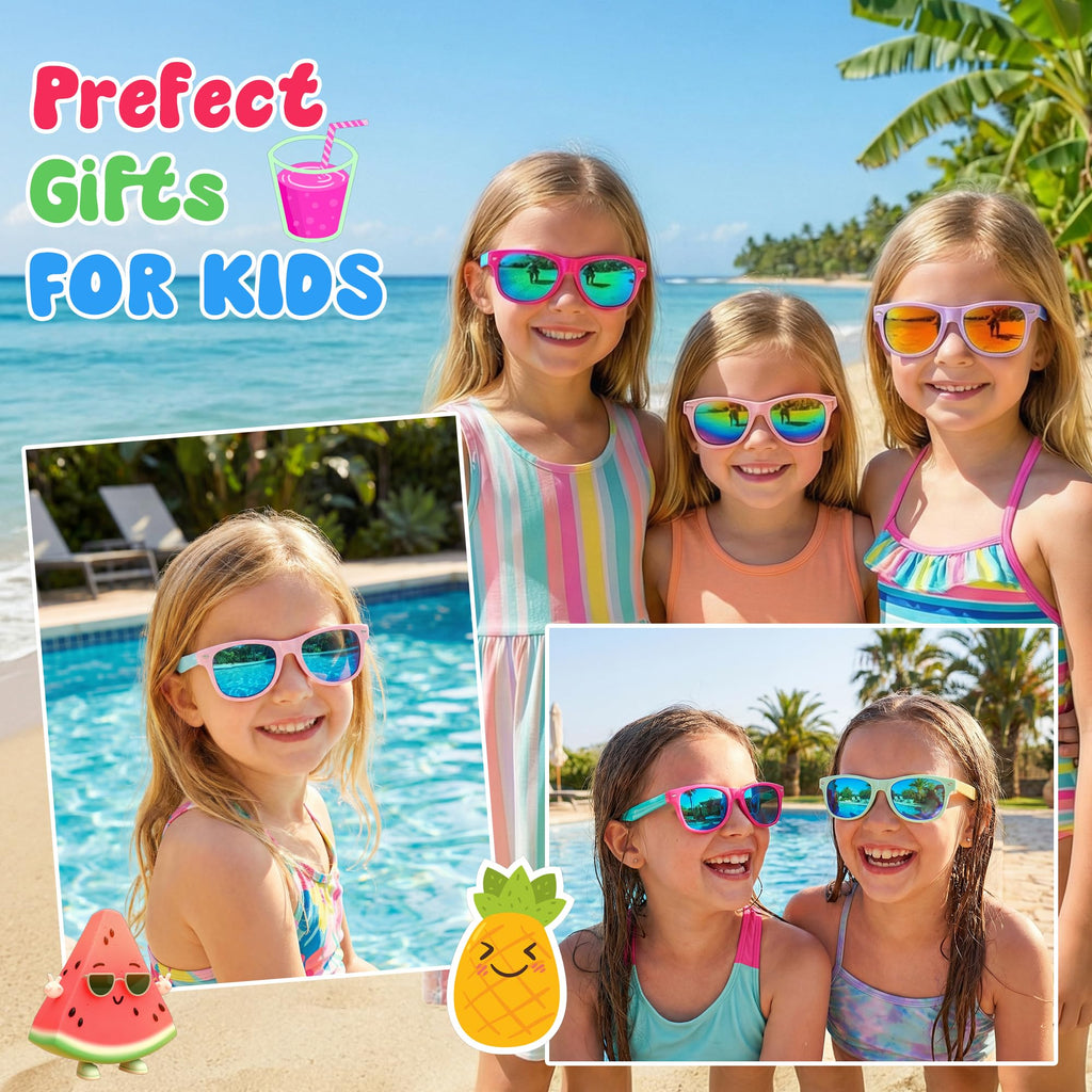 Kids Sunglasses Bulk, Kids Sunglasses Party Favors for Age 3-8, UV400 Protection Neon Kids Sunglasses Bulk for Boys Girls (12Pack-heart sunglasses)