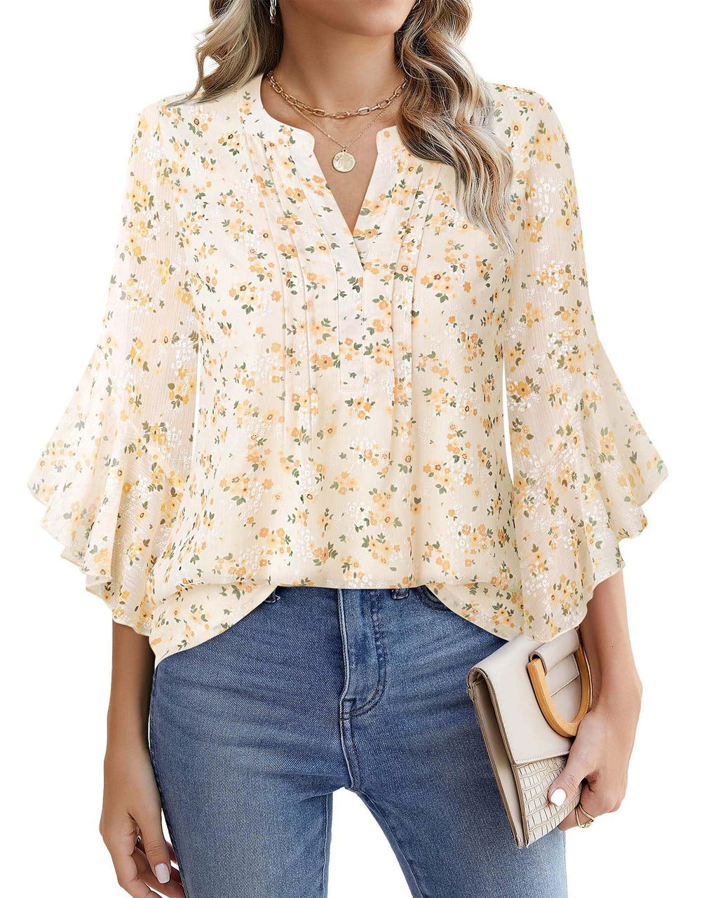 Timeson Women's 3/4 Sleeve Top | Dressy, Casual