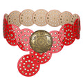 WERFORU Women Vintage Leather Belt Western Disc Waist Belts Ladies Western Belt Boho Belt for Dress Jean-