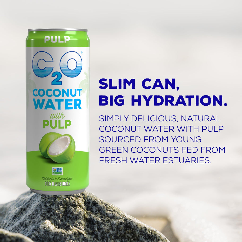 C2O - Coconut Water with Ginger, Lime, & Turmeric (12 Pack) - Made with Fresh Coconut Water - Plant Based - Non GMO - Canned Water - Natural Hydration, Electrolytes, & Potassium - 12 Cans, 17.5 FL OZ