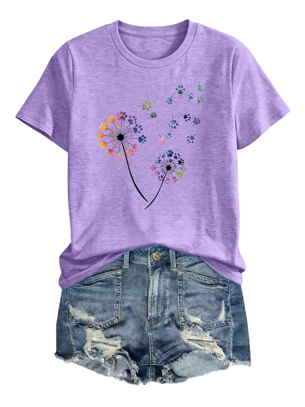 Anbech Womens Dandelion Graphic T-Shirts Teen Girls Cute Sunflower Print Casual Tee Tops