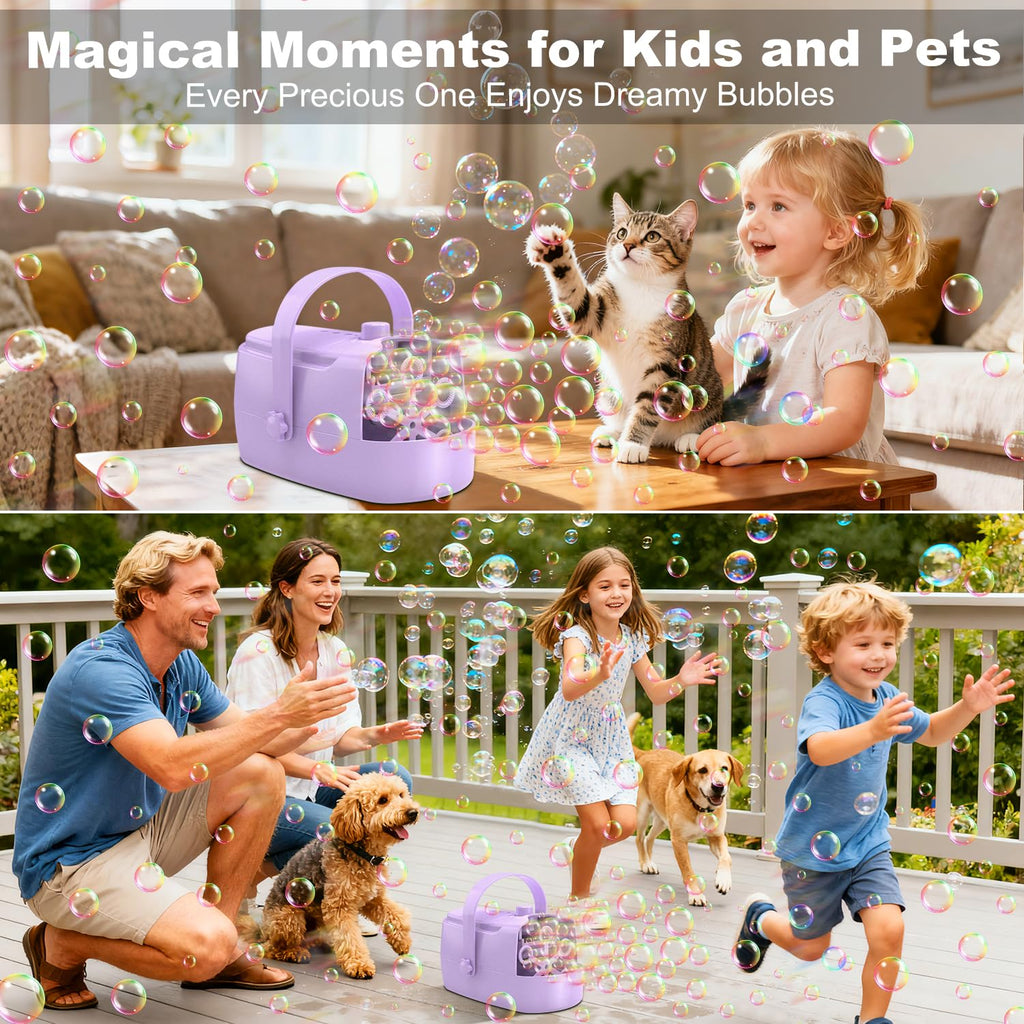 Zerhunt Durable Bubble Machine for Party: 3 Power Modes for Non-Stop Fun - 18000+ Bubbles Per Minute High Output 30 Mins Bubbles per Refill - Kids Safe Auto-Stop for Outdoor Backyard Birthday