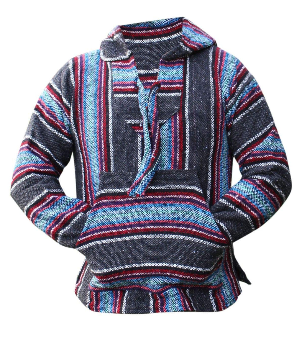 Del Mex Mexican Baja Hoodie Hippie Surf Poncho Sweater Sweatshirt Pullover Jerga