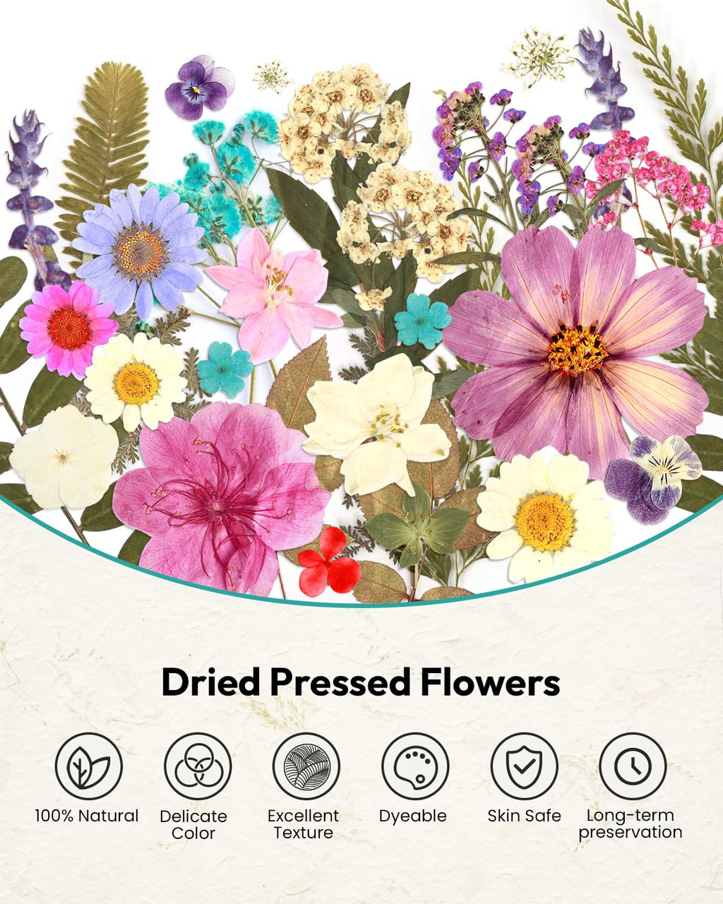 Dried Flowers, Resiners 58Pcs Pressed Flowers for Craft Pink Real Natural Dried Flowers Dry Leaves Kit for DIY Making Crafts Resin Soap Candle Scrapbook Supplies Card Making Jewelry