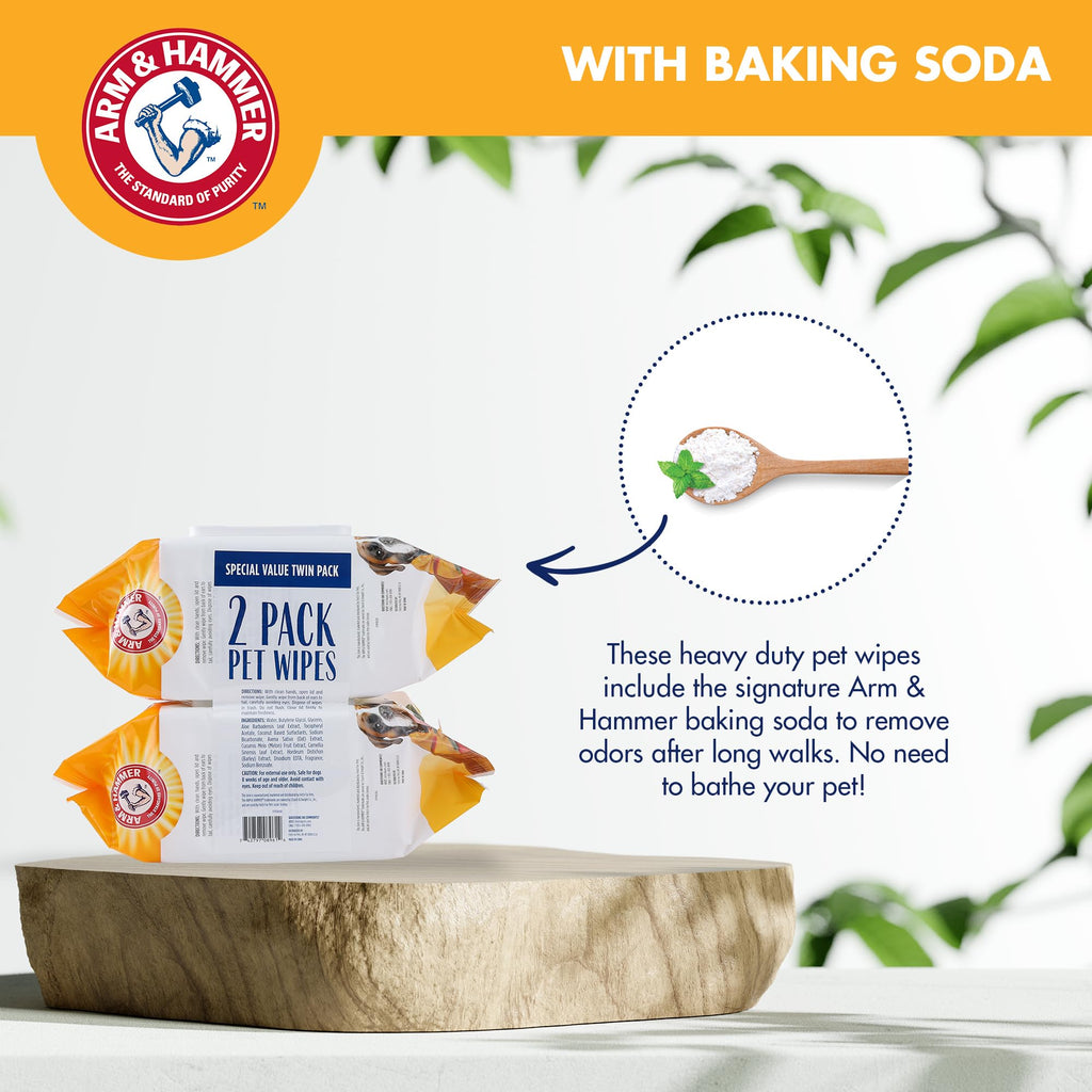 Arm and Hammer for Pets Heavy Duty Multipurpose Dog Bath Wipes, Mango Scent, Travel Size - All Purpose Wipes That Remove Odor and Refresh Dog Coat Between Baths, 30 Count