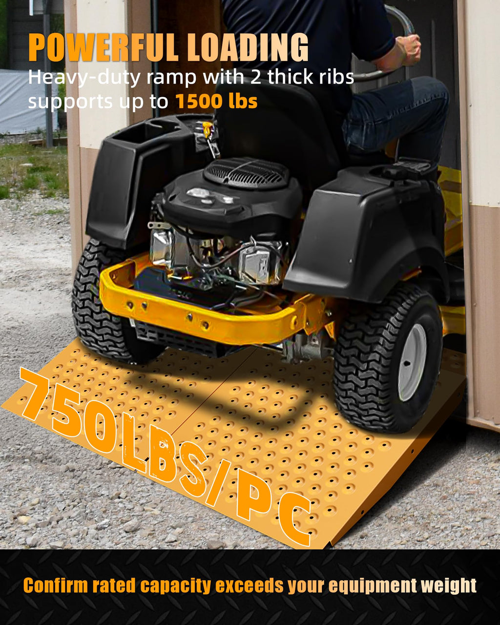 VNN 29" x 24" Shed Ramp for Riding Mower - 750 LB Capacity Shed Ramps, Anti-Slip Punch Plate Ramp for ATV, Motorcycles, Garages & Barns (1PC,Black, Alloy)