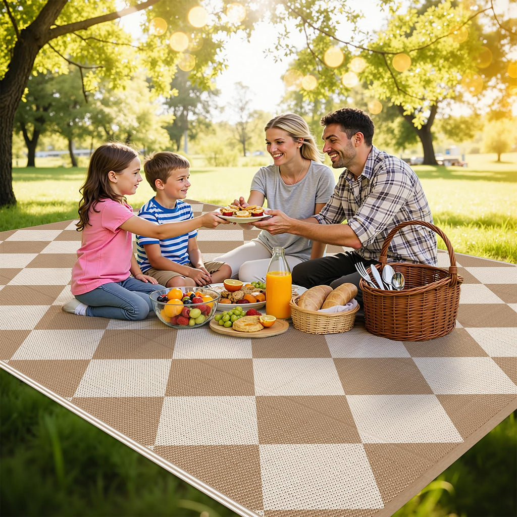 HEBE Checkered Outdoor Rug Waterproof 5x8, Reversible Plastic Straw Rug RV Camping Rug, Indoor Outdoor Patio Mat Clearance, Outside Carpet for Porch,Deck,Camper,Balcony,Backyard,Picnic