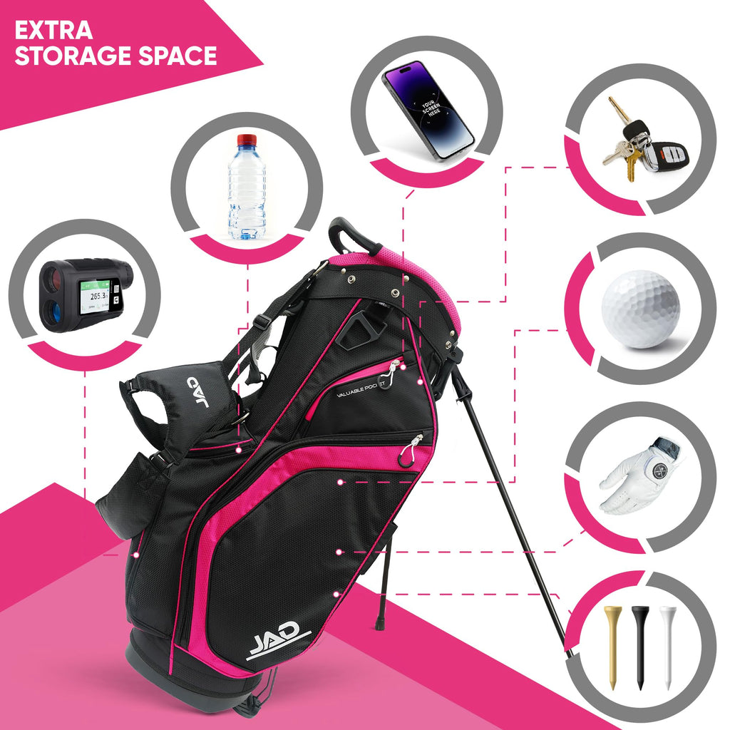 JAD Lightweight Womens Golf Bag, Golf Stand Bag for Women/Ladies, 14-Way Top Dividers, Ultra Lightweight, Large Pockets for Accessories, Durable Water Resistant