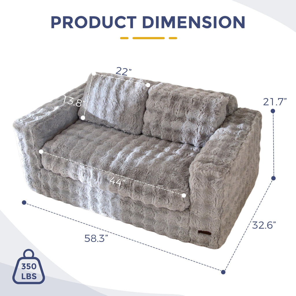 MAXYOYO 3 Seater Sofa Couch for Living Room, Tufted Boneless Couch Sofa Couch, Comfy Bubbled Bean Bag Chair for Apartment, No Assembly Needed, Beige