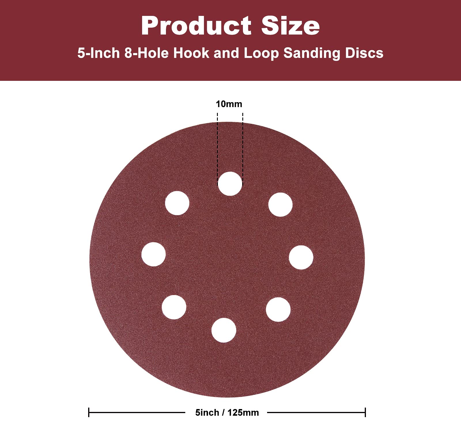 S SATC 72 PCS 5 Inch 8 Hole Hook and Loop Adhesive Sanding Discs Sandpaper for Random Orbital Sander 40 60 80 120 180 240 320 Grits