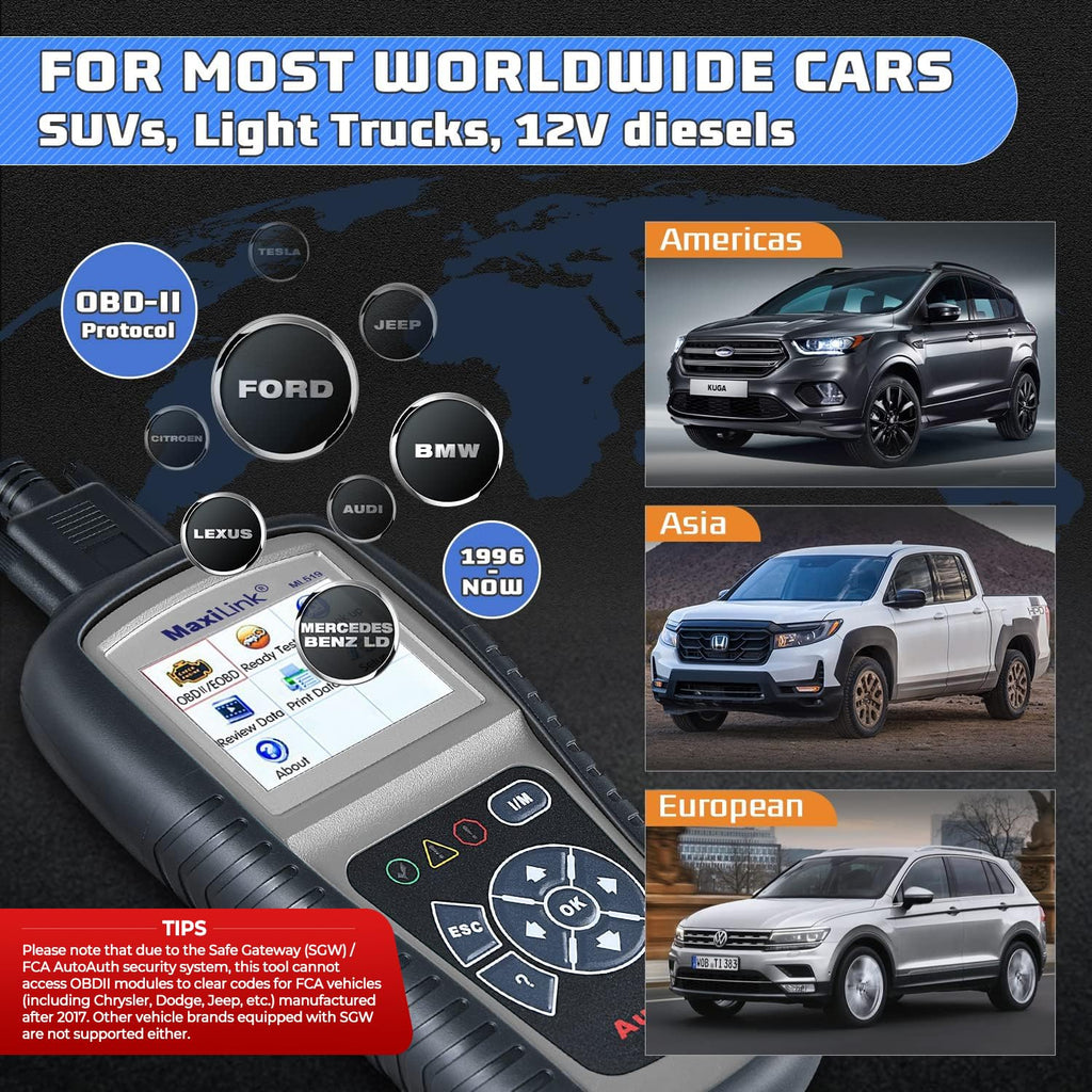 Autel MaxiLink ML519 Enhanced Mode 6 OBD2 Scanner Auto Diagnostic Scan Tool Check Engine Fault Code Reader CAN Scan Tool, Upgraded Ver. of AL319 Black