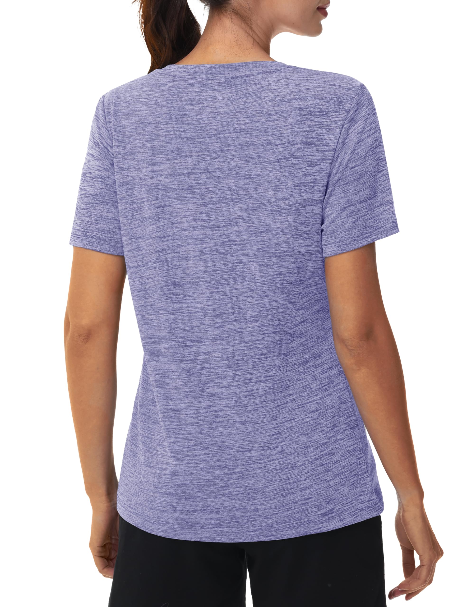 MAGCOMSEN Workout Tops for Women UPF 50+ Quick Dry Short Sleeve Sun Protection V-Neck Shirts Lightweight Hiking T Shirts