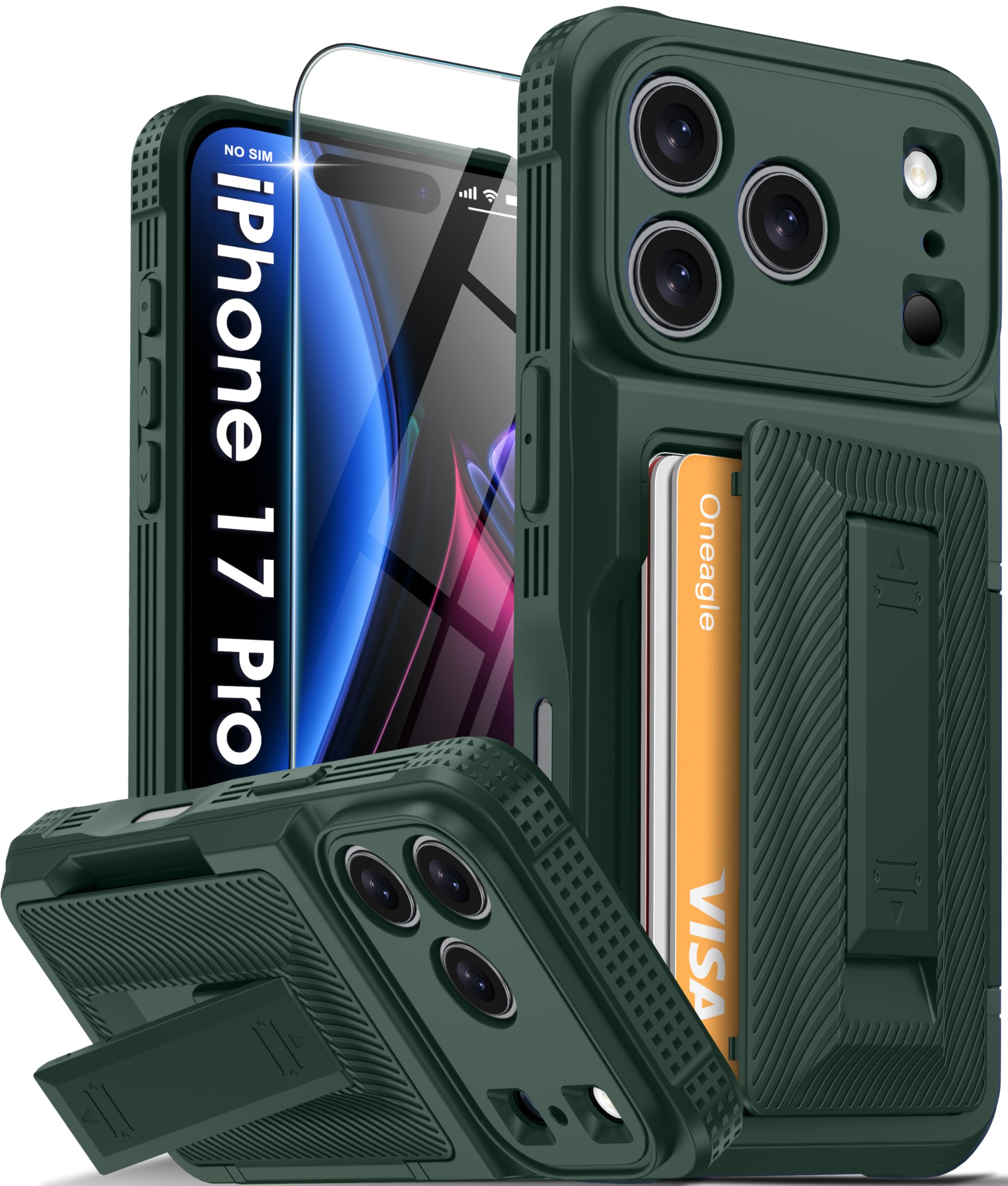 Oneagle Wallet for iPhone 16 Pro Max Case with Card Holder (4-5 Cards) [RFID Blocking] [Privacy Screen Protector] Full Camera Protection & Kickstand, 15FT Shockproof Phone Case for iPhone 16 Pro Max