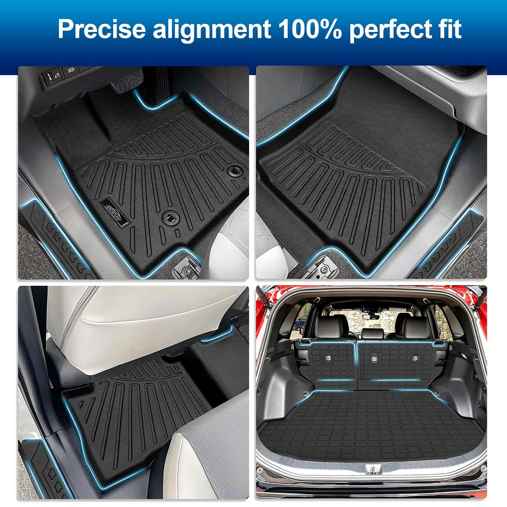 PELEUS Floor Mats for Toyota 4Runner 2003-2009 (4th Gen), All Weather Custom Fit Car Mats & Cargo Liner Set, Odorless TPE Heavy Duty Protection Accessories, Black (Only 5-Seat Models)