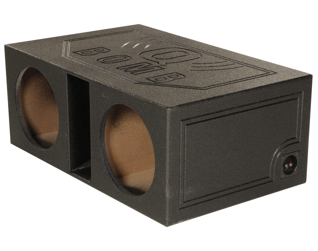 QPower 12 Inch Dual Subwoofer Box, High-Performance Vented Speaker Enclosure, Black - Car Audio and Sound System Accessories - Portable Equipment for Subwoofers