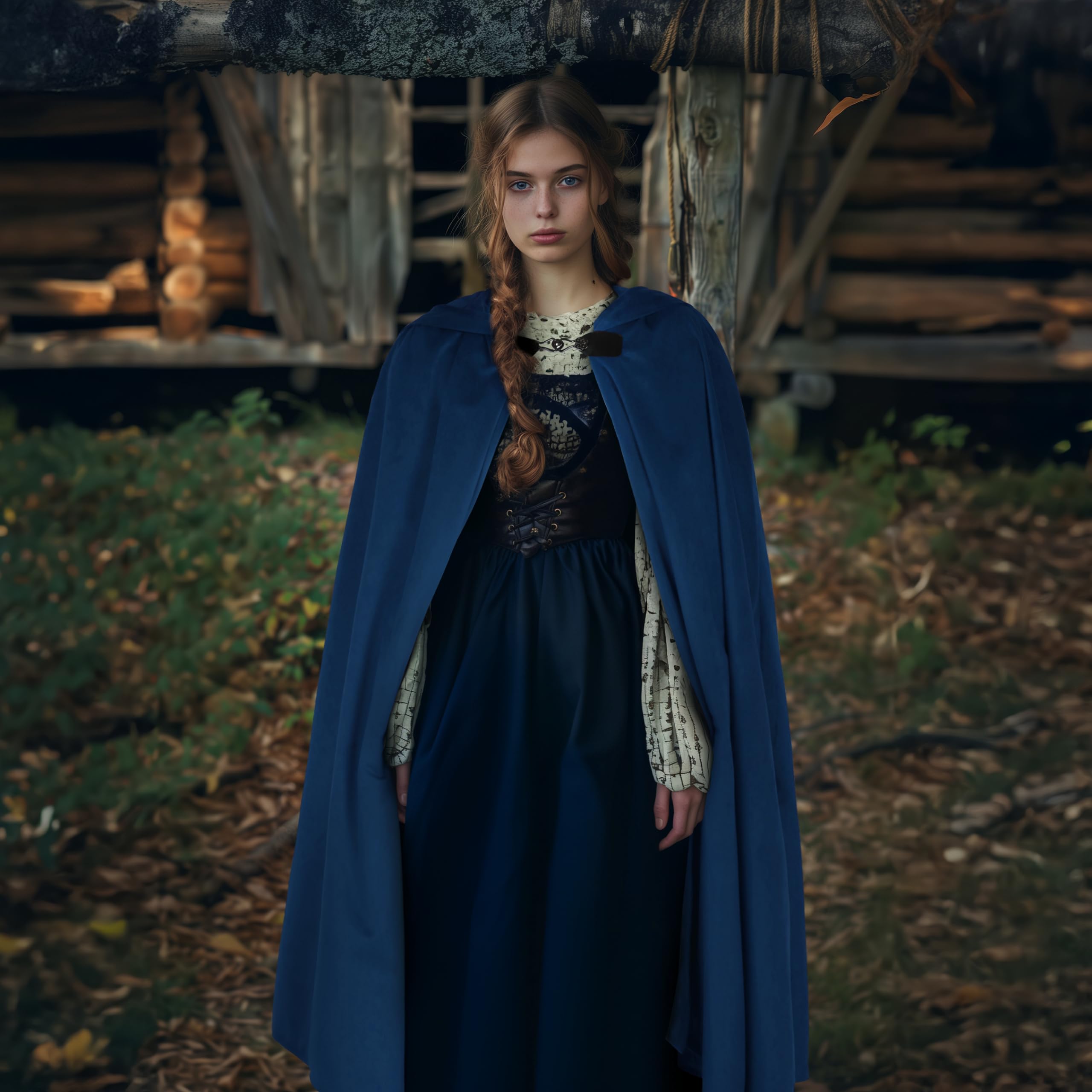 JEGERMIG Medieval Hooded Cloak Halloween Renaissance Costume