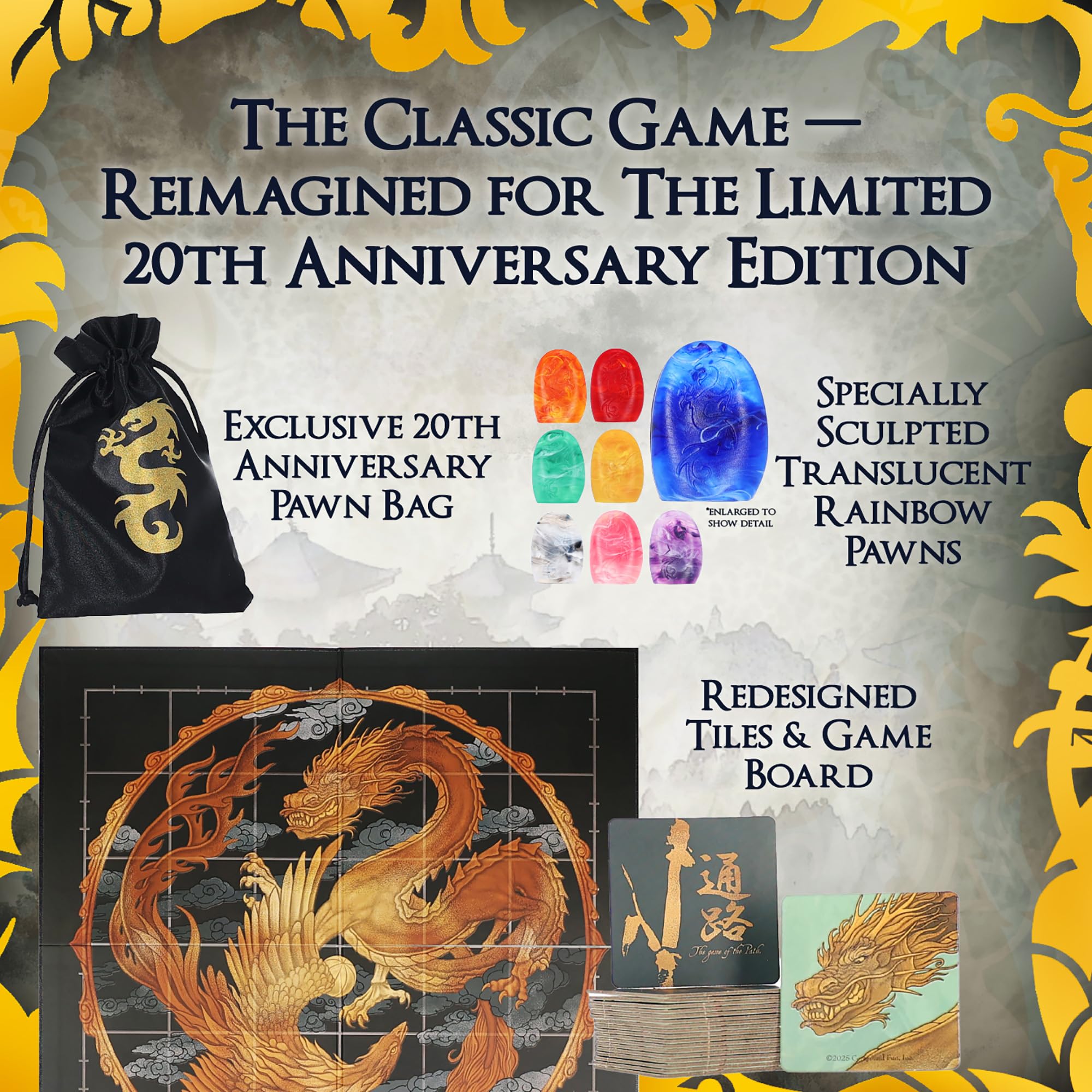 Tsuro 20th Anniversary Edition - Award-Winning Tile-Laying Strategy Board Game, 2-8 Players Ages 8+