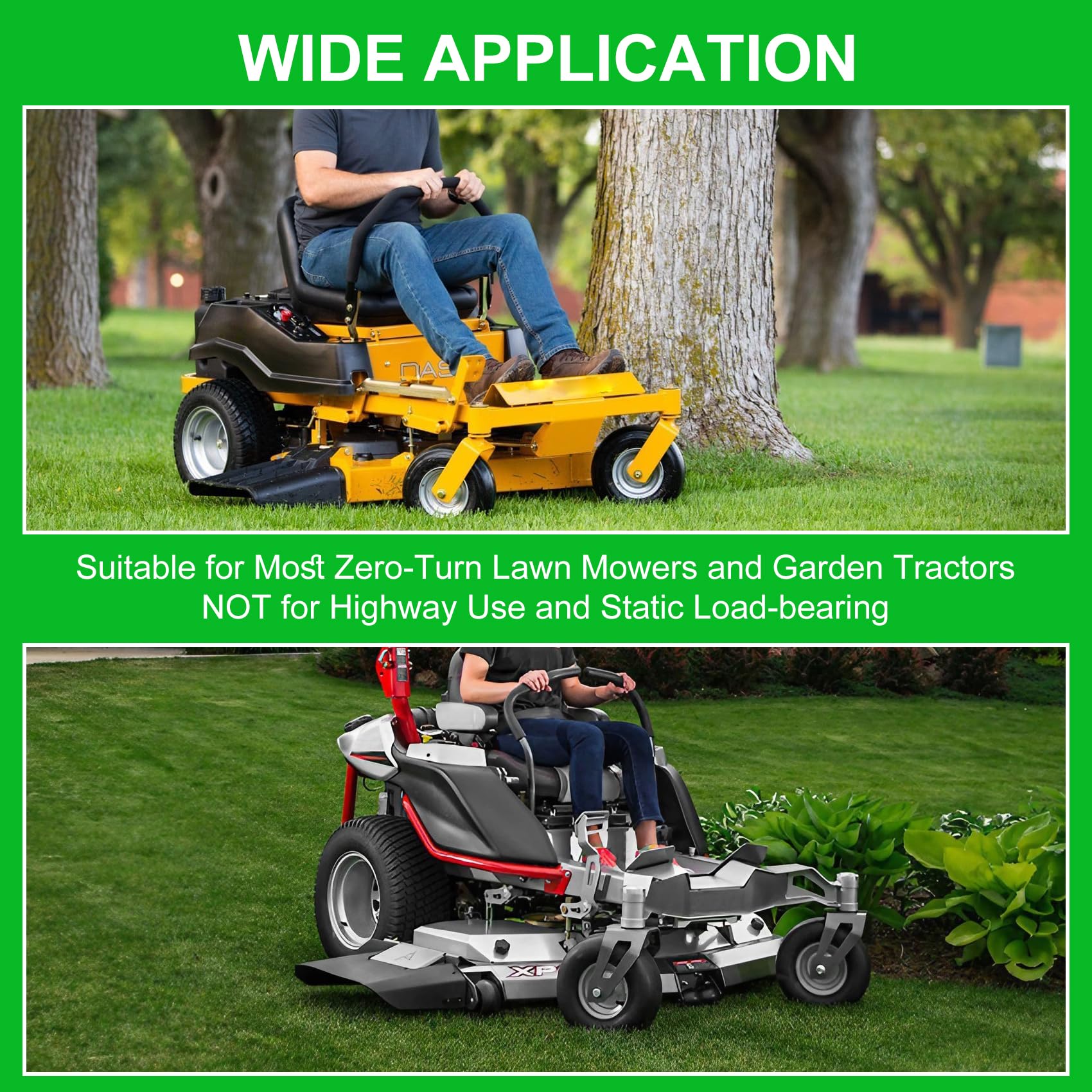 2 PCS 11x4.00-5" Lawn Mower Tires Flat Free,3/4" 5/8" 1/2" Bushing,3.4"-4"-4.5"-5" Centered Hub,Universal Fit Smooth Tread Tire for Zero Turn Lawn Mowers, with Universal Adapter Kit(Blcak Rim)