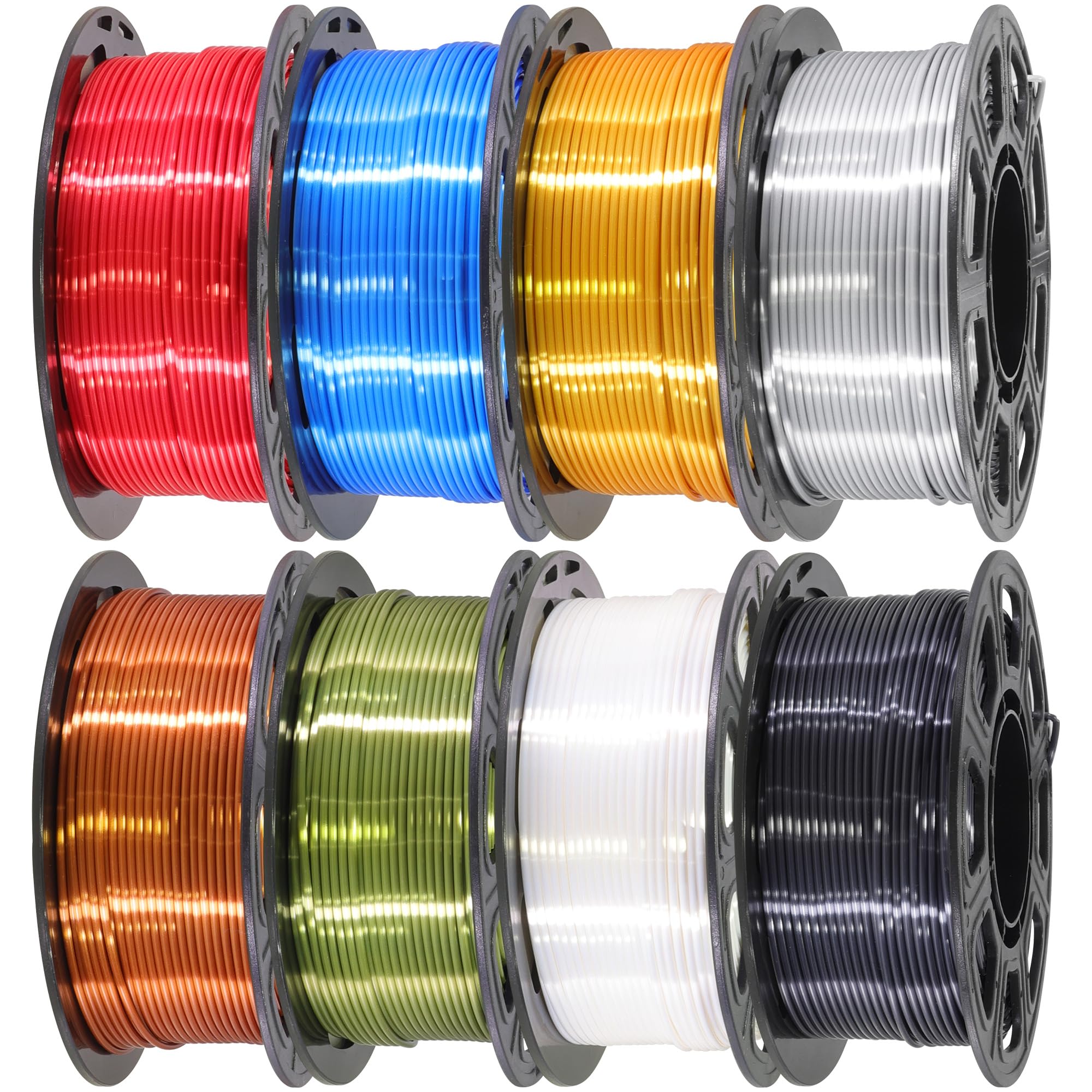 1.75mm PLA 3D Printer Filament Bundle: Glow in Dark Green/Blue/Purple/Rainbow, One Spool Clear Multi Colored, Each Spool 250g, Total 1.25Kg 3D Printing Material, 250g x 5 Spools Glow in Dark PLA