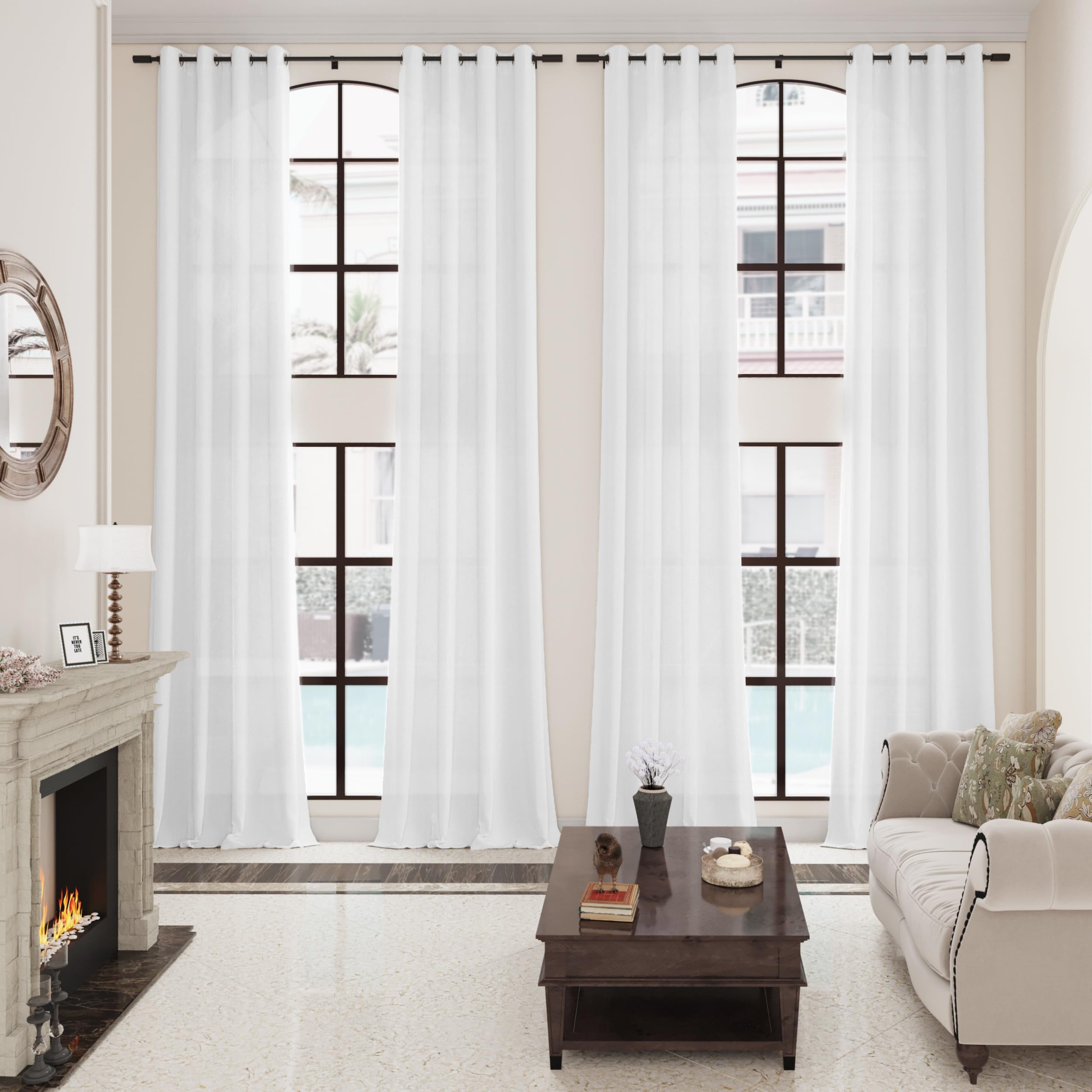 Aersas Black Bedroom Linen Curtains 63 Inch Length 2 Panel Privacy Energy Efficient Semi Sheer Black Linen Drapes for Living Room Modern Farmhouse Grommet Window Curtain for Nursery Office 52x63